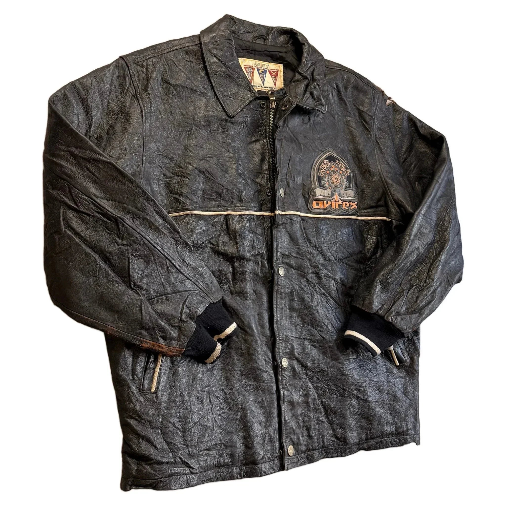 Avirex Leather Jacket - Black - XXL