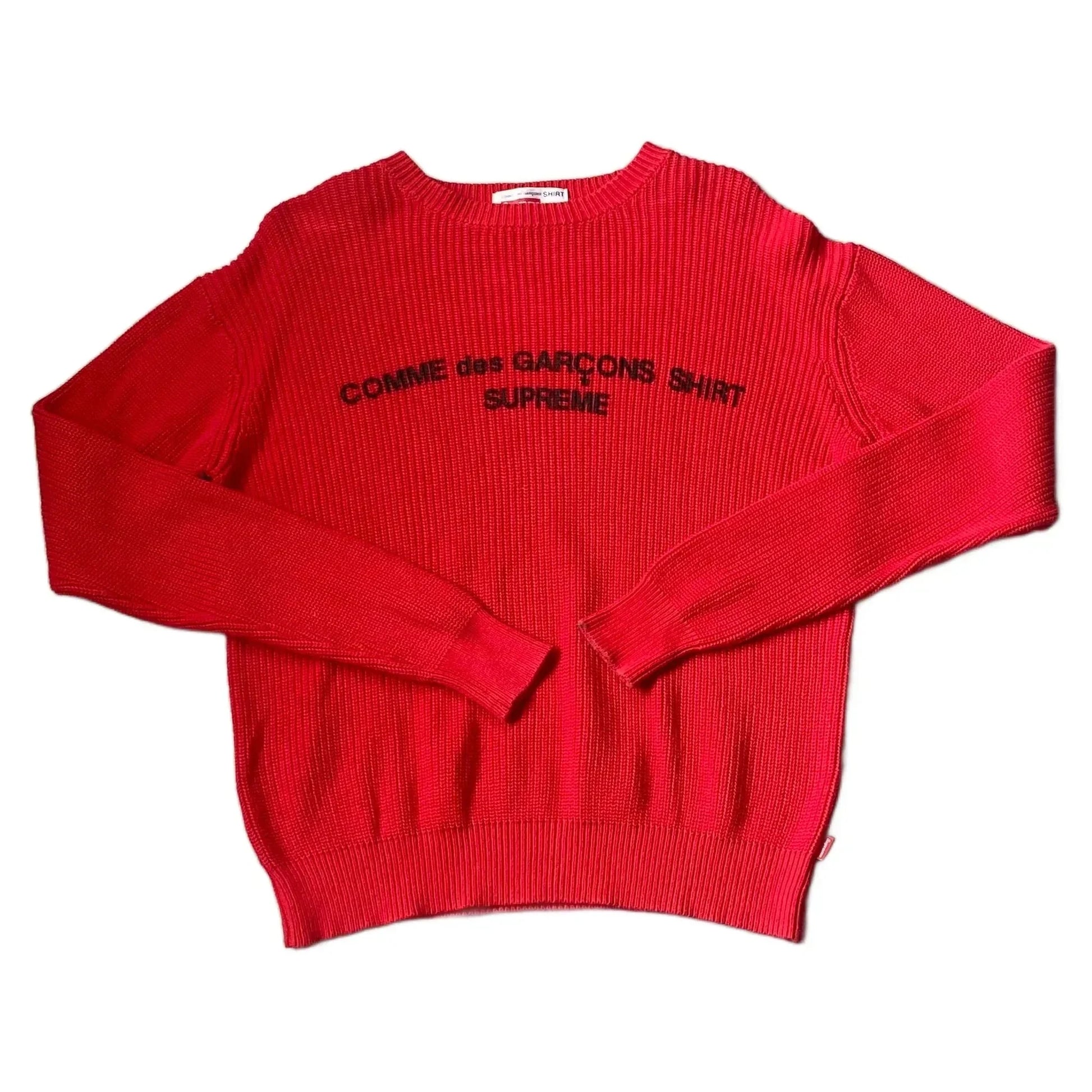Red Supreme x Comme Des Garcons (CDG) Knitted Sweatshirt - S | The Streetwear Studio