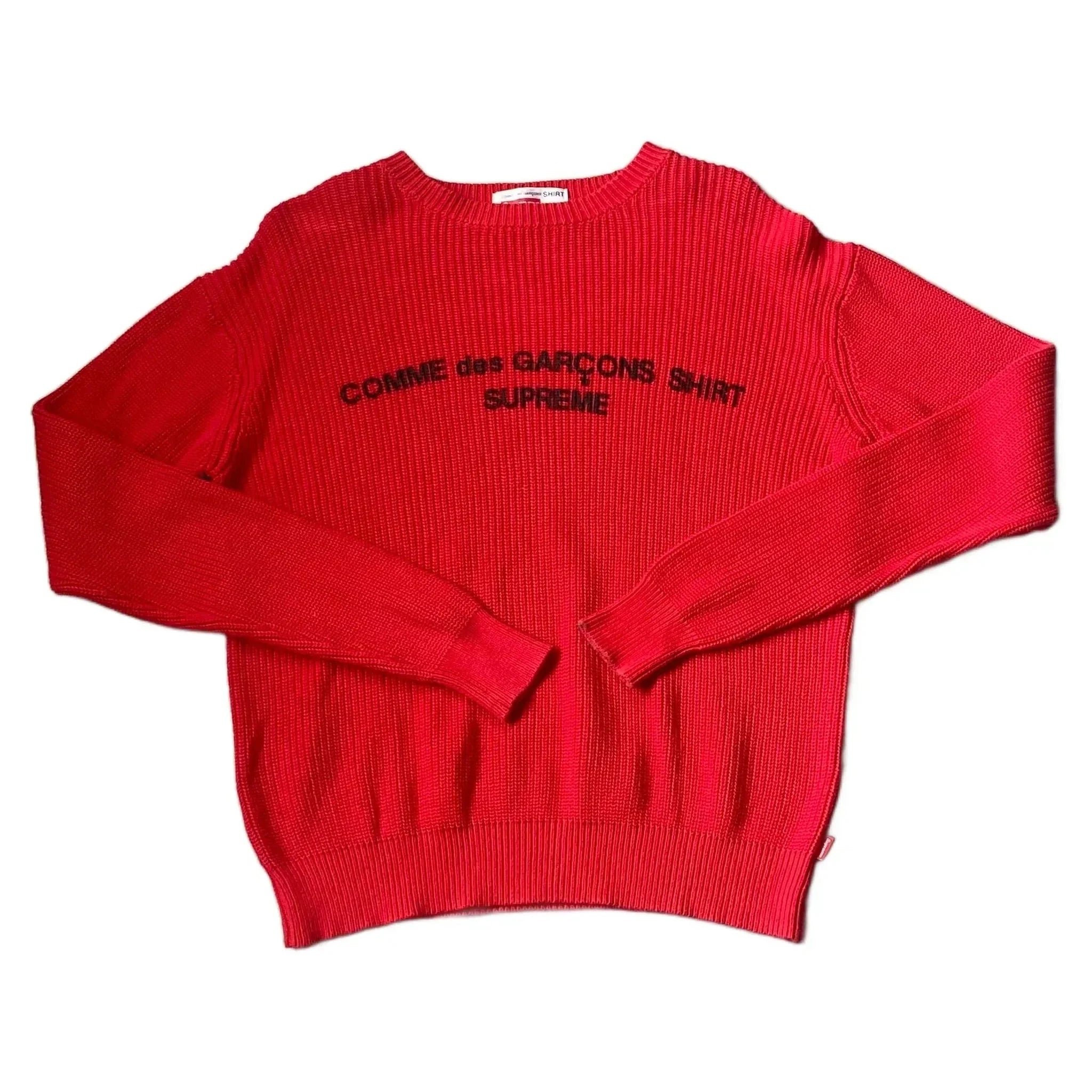 Red Supreme x Comme Des Garcons (CDG) Knitted Sweatshirt - S | The Streetwear Studio