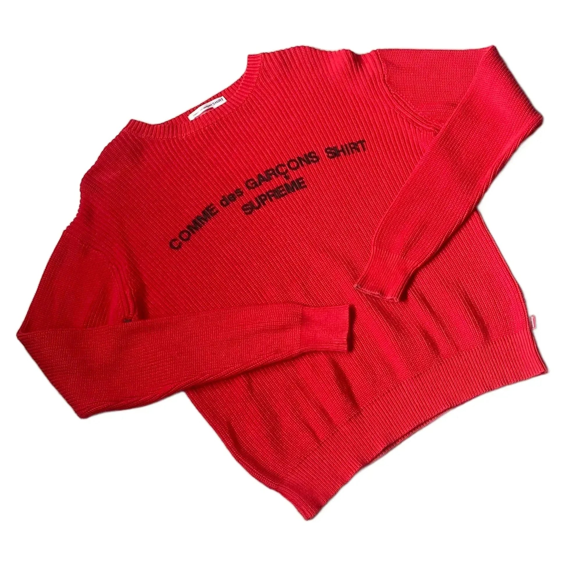 Red Supreme x Comme Des Garcons (CDG) Knitted Sweatshirt - S | The Streetwear Studio