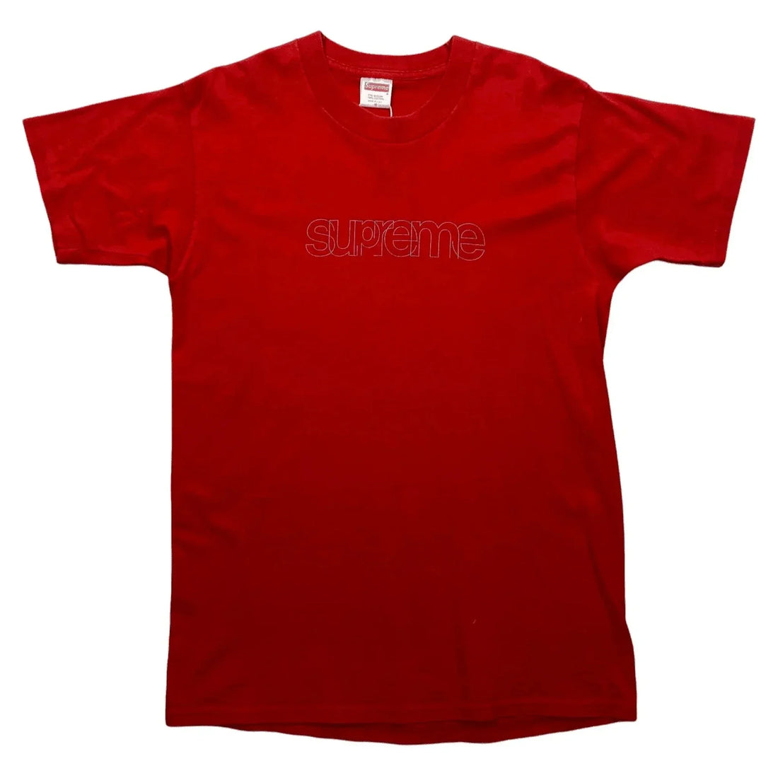 Vintage 1999 Red Supreme x Bauhaus Stencil Logo Tee - M | The Streetwear Studio