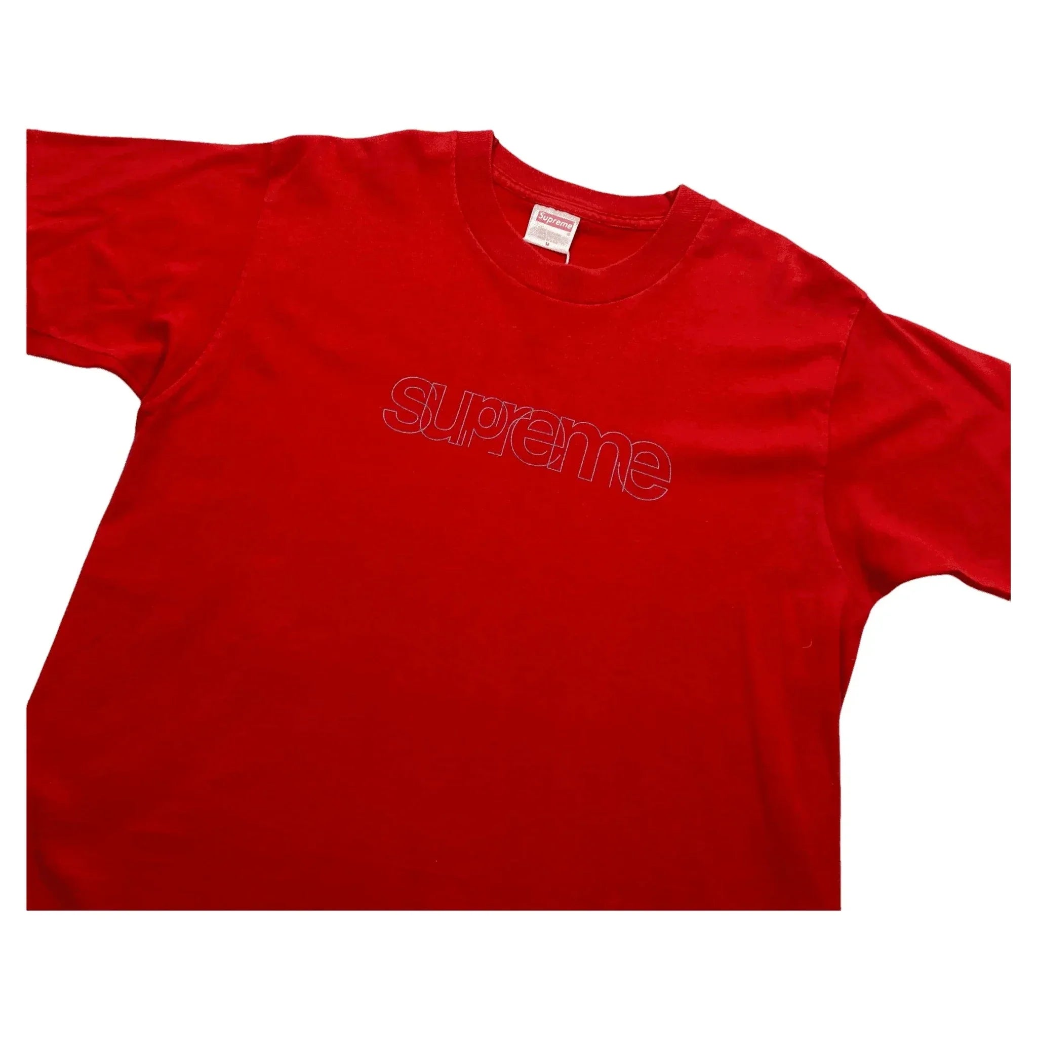 Vintage 1999 Red Supreme x Bauhaus Stencil Logo Tee - M | The Streetwear Studio