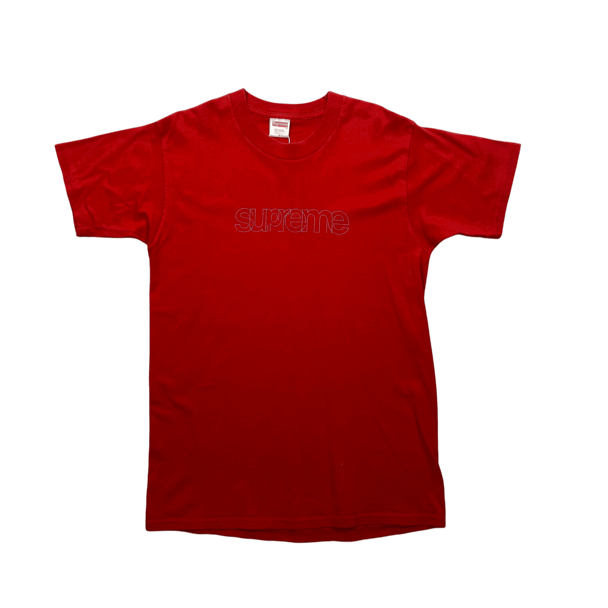 Vintage 1999 Red Supreme x Bauhaus Stencil Logo Tee - Medium - The Streetwear Studio