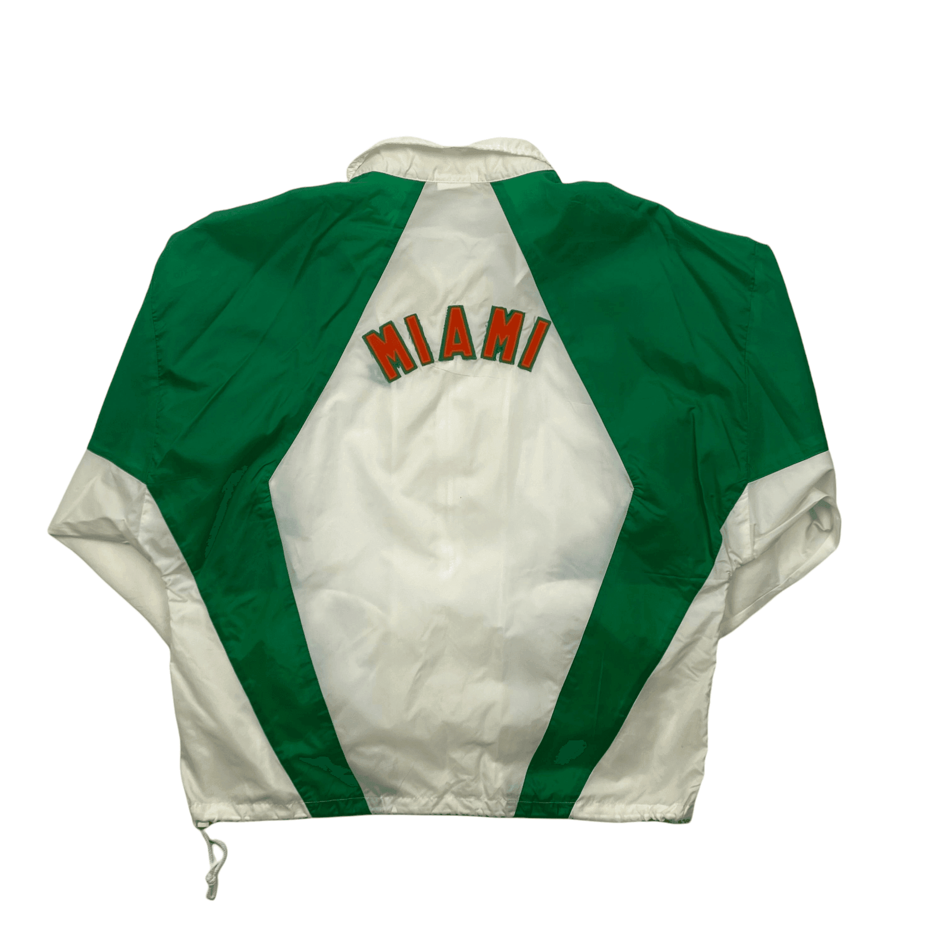 Vintage 80s Green + White Nike Miami USA Spell-Out Windbreaker Jacket - Large - The Streetwear Studio