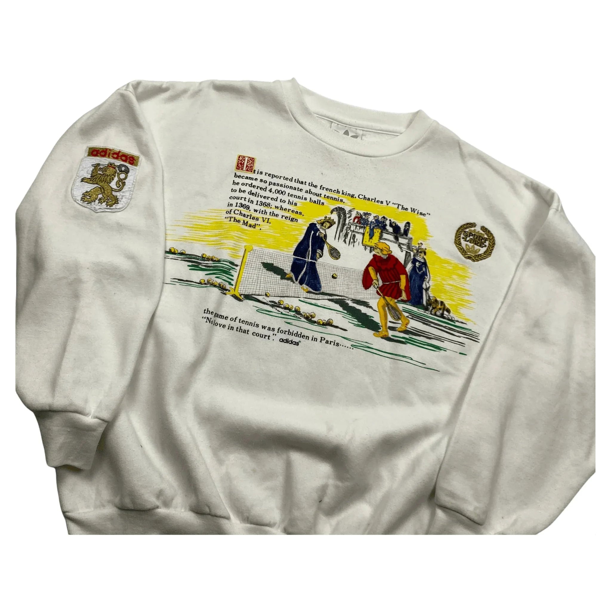 Vintage 80s White Adidas Tennis Spell-Out Sweatshirt - L | The Streetwear Studio
