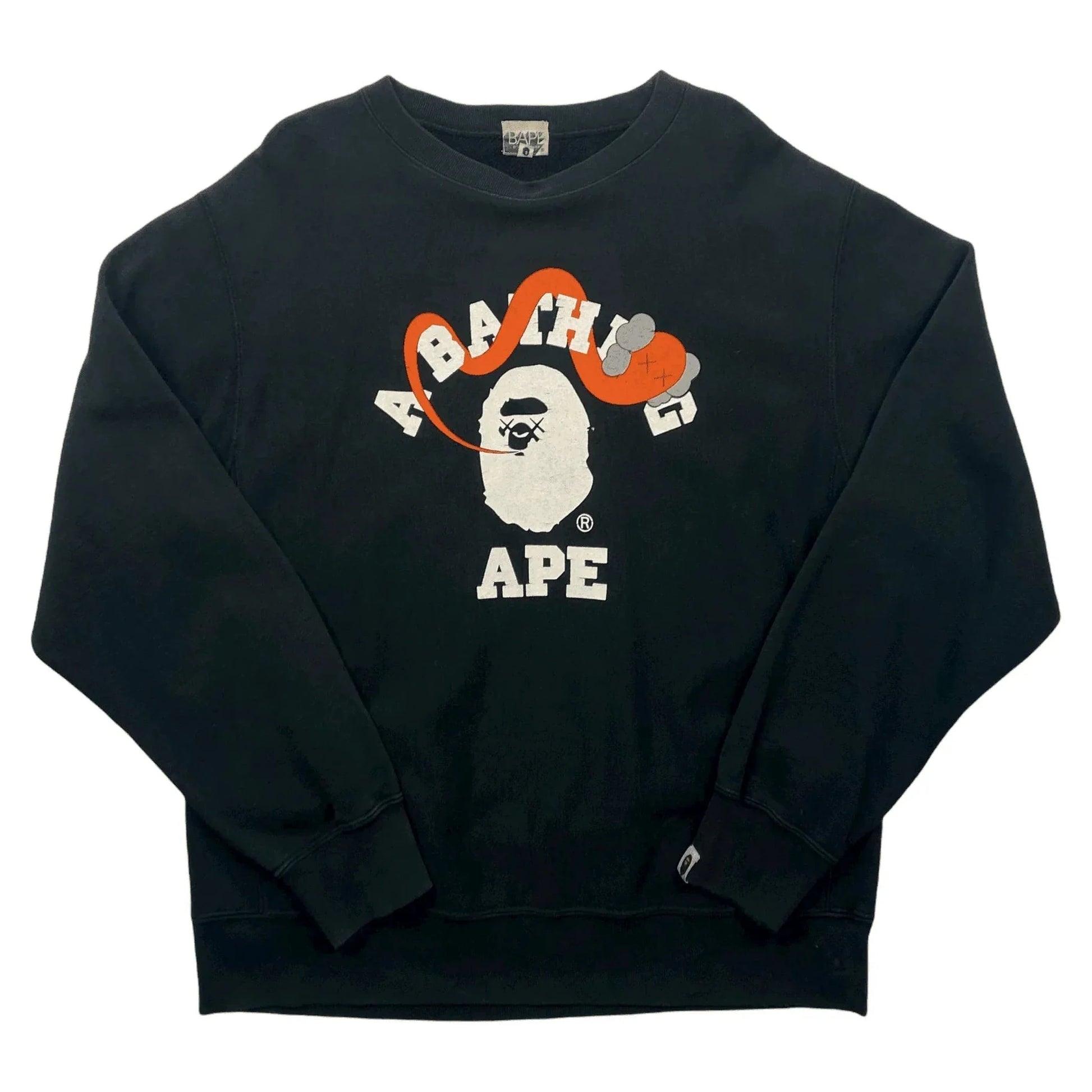 Vintage 90s Black A Bathing Ape (BAPE) x Kaws Sweatshirt - M | The Streetwear Studio