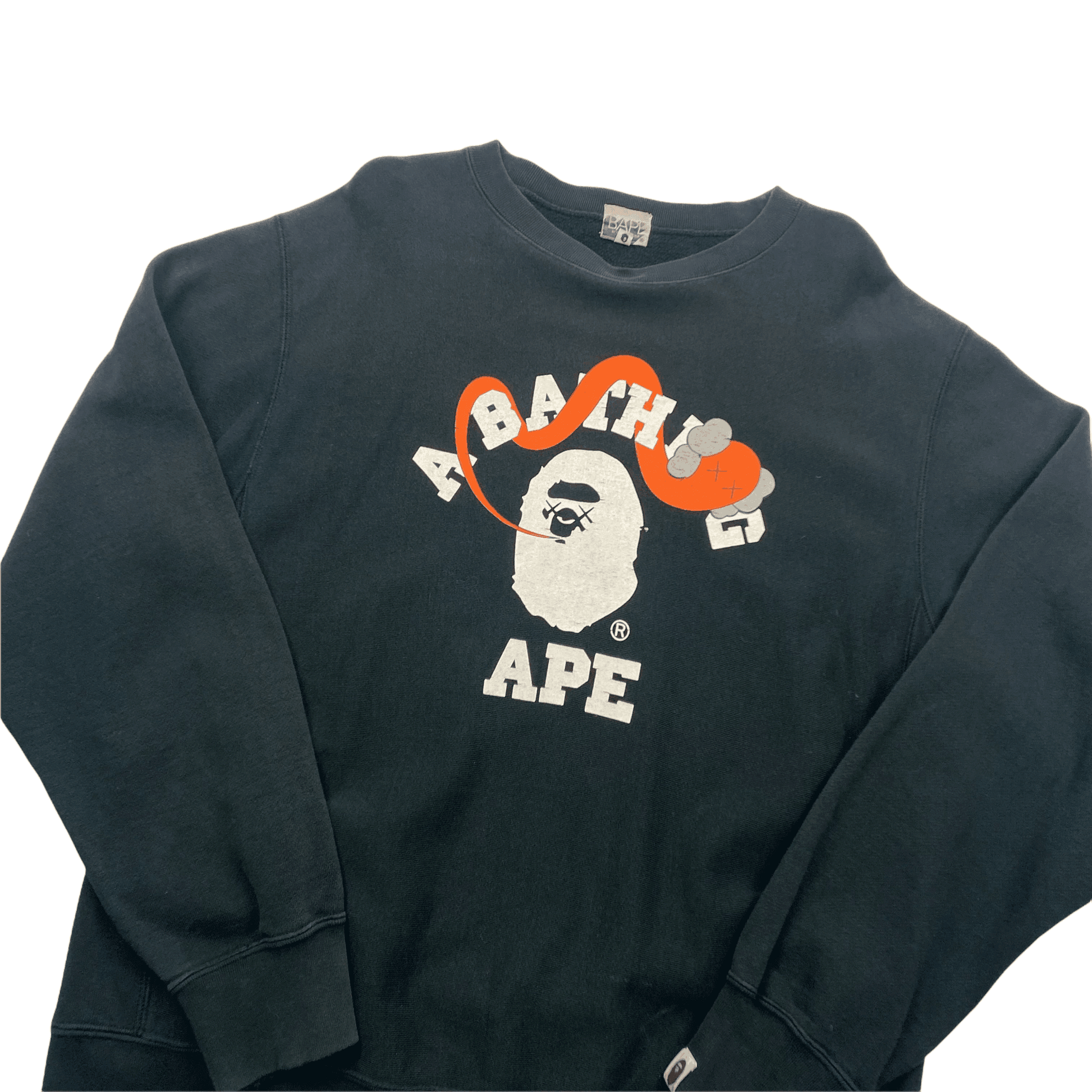 Vintage 90s Black A Bathing Ape (BAPE) x Kaws Sweatshirt - Medium - The Streetwear Studio