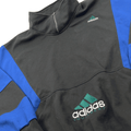 Vintage 90s Black + Blue Adidas Equipment Quarter Zip Sweatshirt - Extra Large - The Streetwear Studio