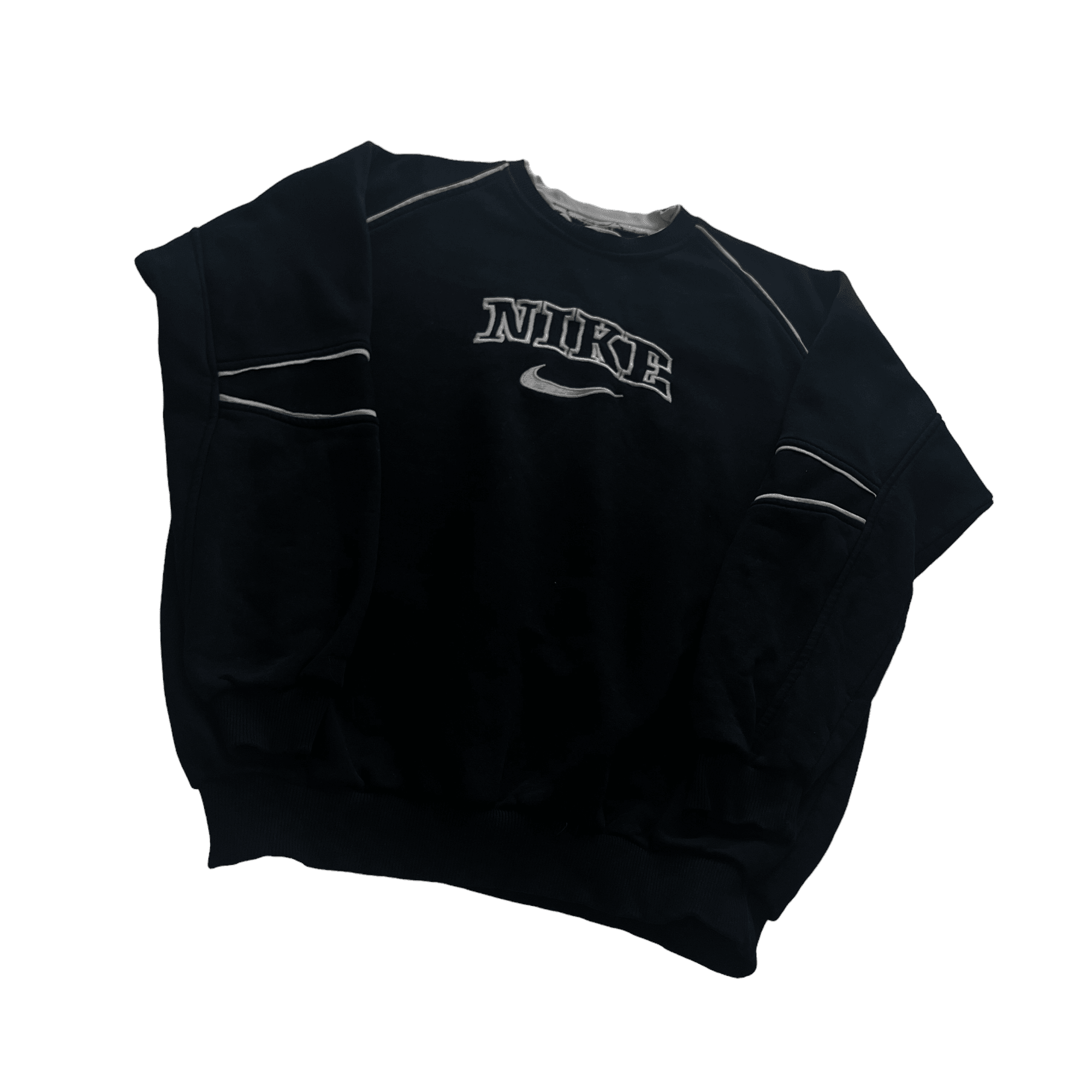 Vintage 90s Black Nike Spell-Out Sweatshirt - Extra Large (Recommended Size - Large) - The Streetwear Studio