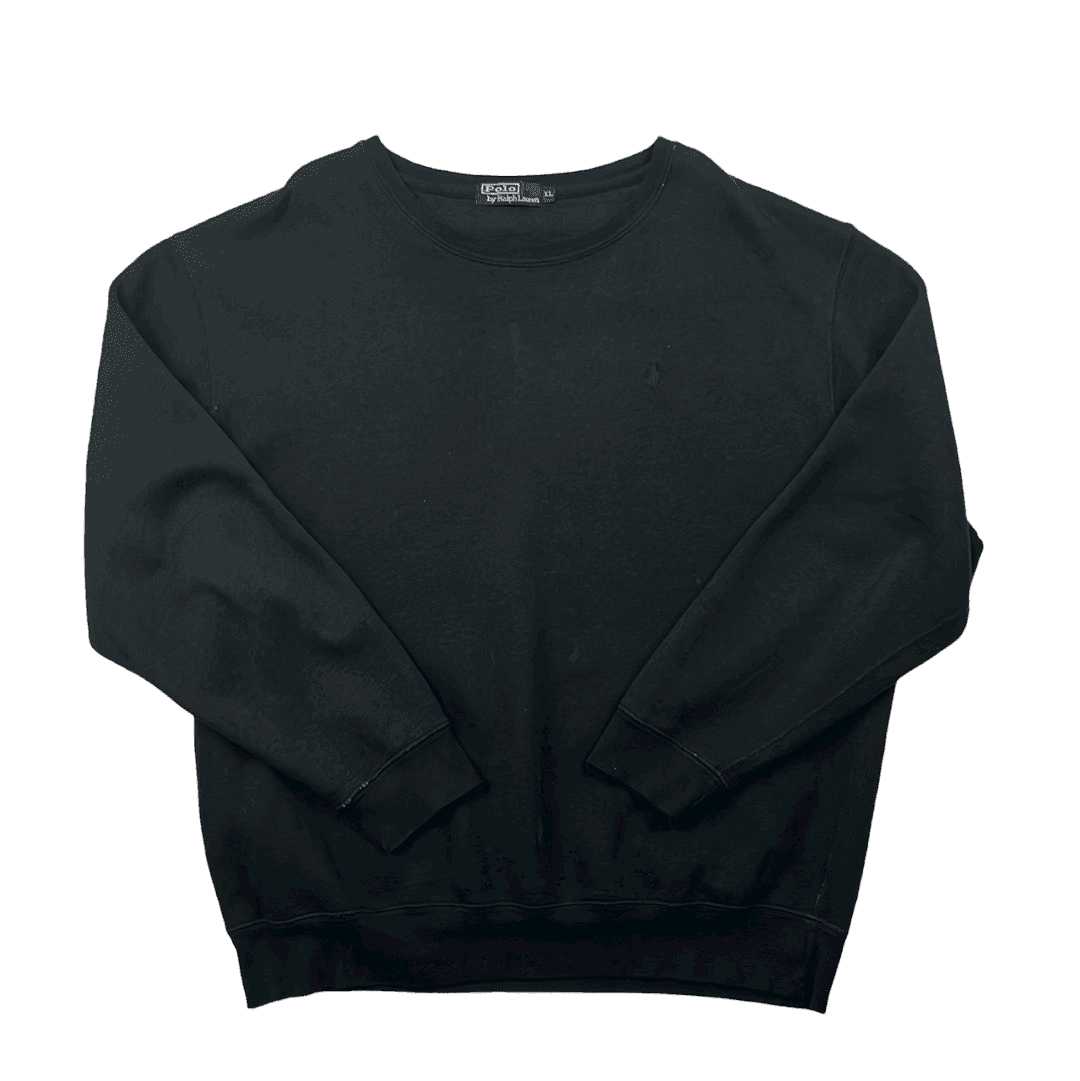 Vintage 90s Black Polo Ralph Lauren Sweatshirt - Extra Large - The Streetwear Studio