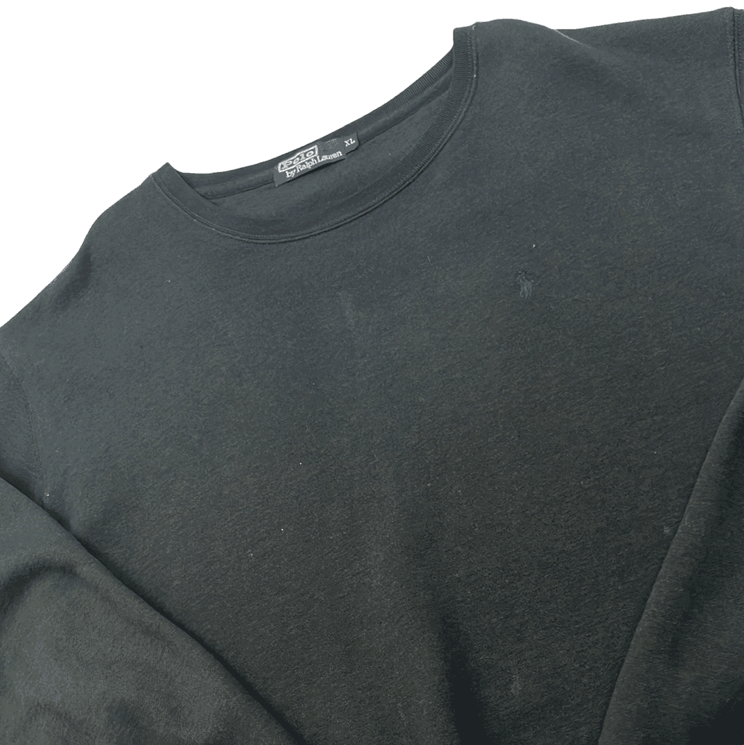 Vintage 90s Black Polo Ralph Lauren Sweatshirt - Extra Large - The Streetwear Studio