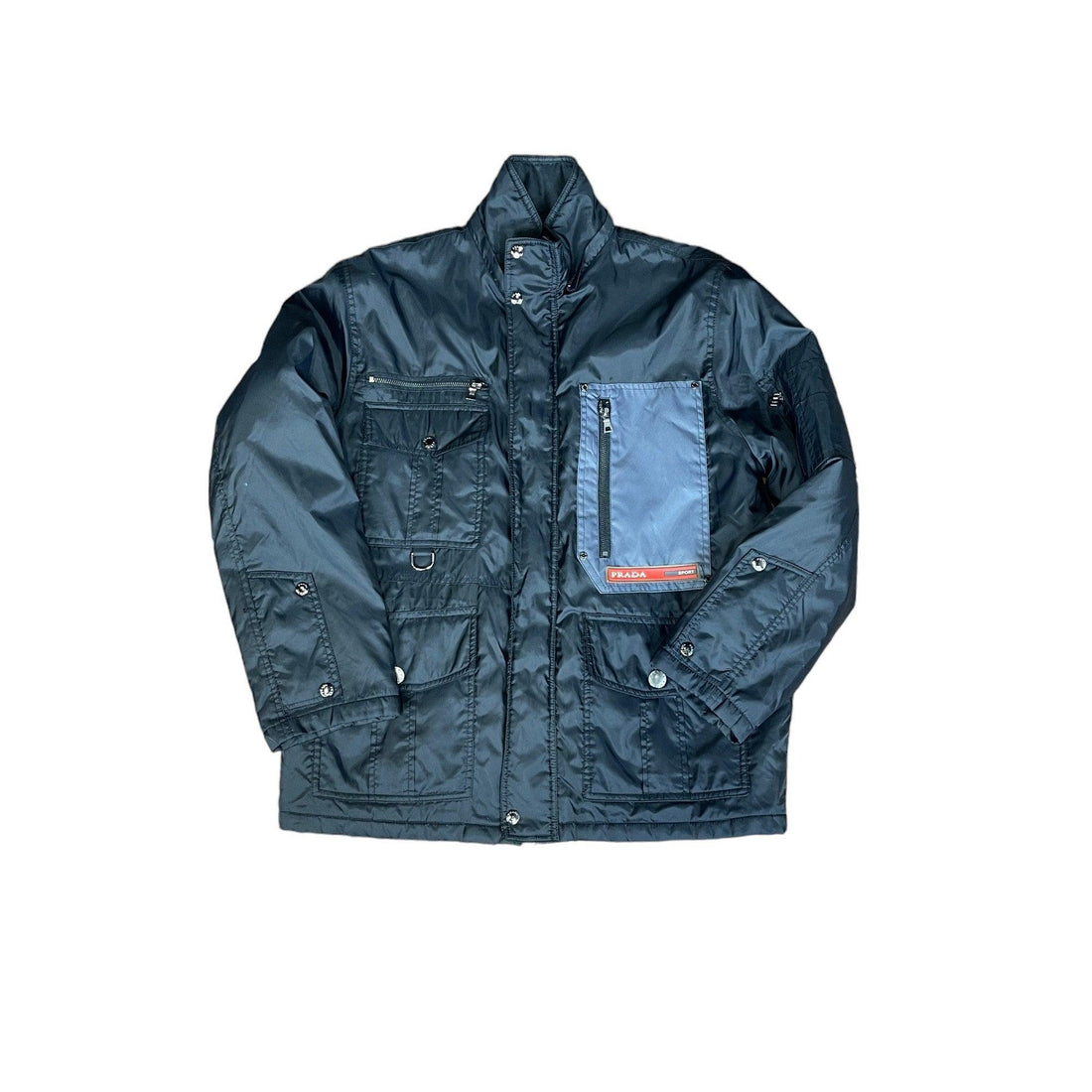 Vintage 90s Black Prada Luna Rossa Coat - Large - The Streetwear Studio