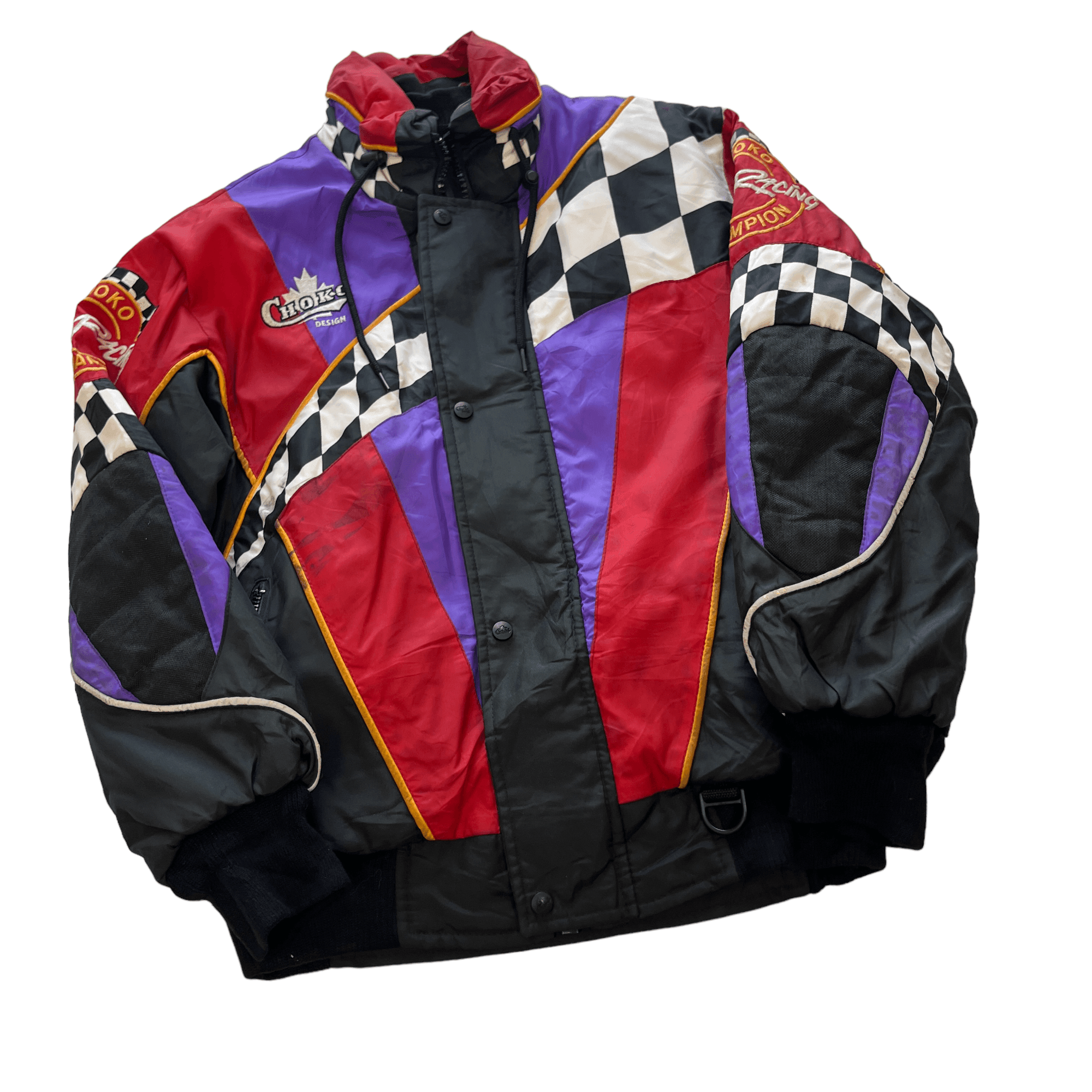 Vintage 90s Black, Red + Purple Pro Racing Jacket - Small - The Streetwear Studio