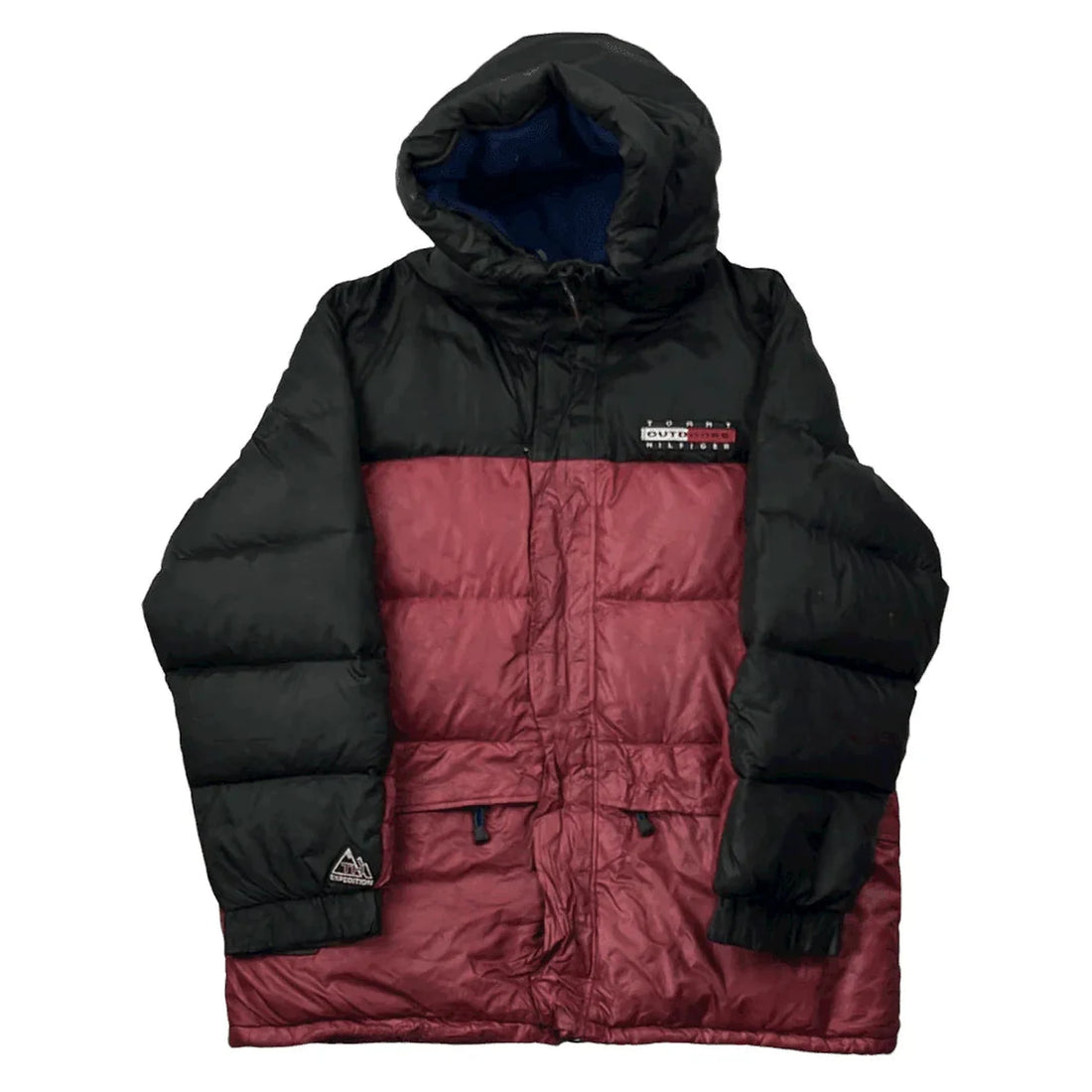 Vintage 90s Black + Red Tommy Hilfiger Outdoors Puffer Coat/ Jacket - XL | The Streetwear Studio