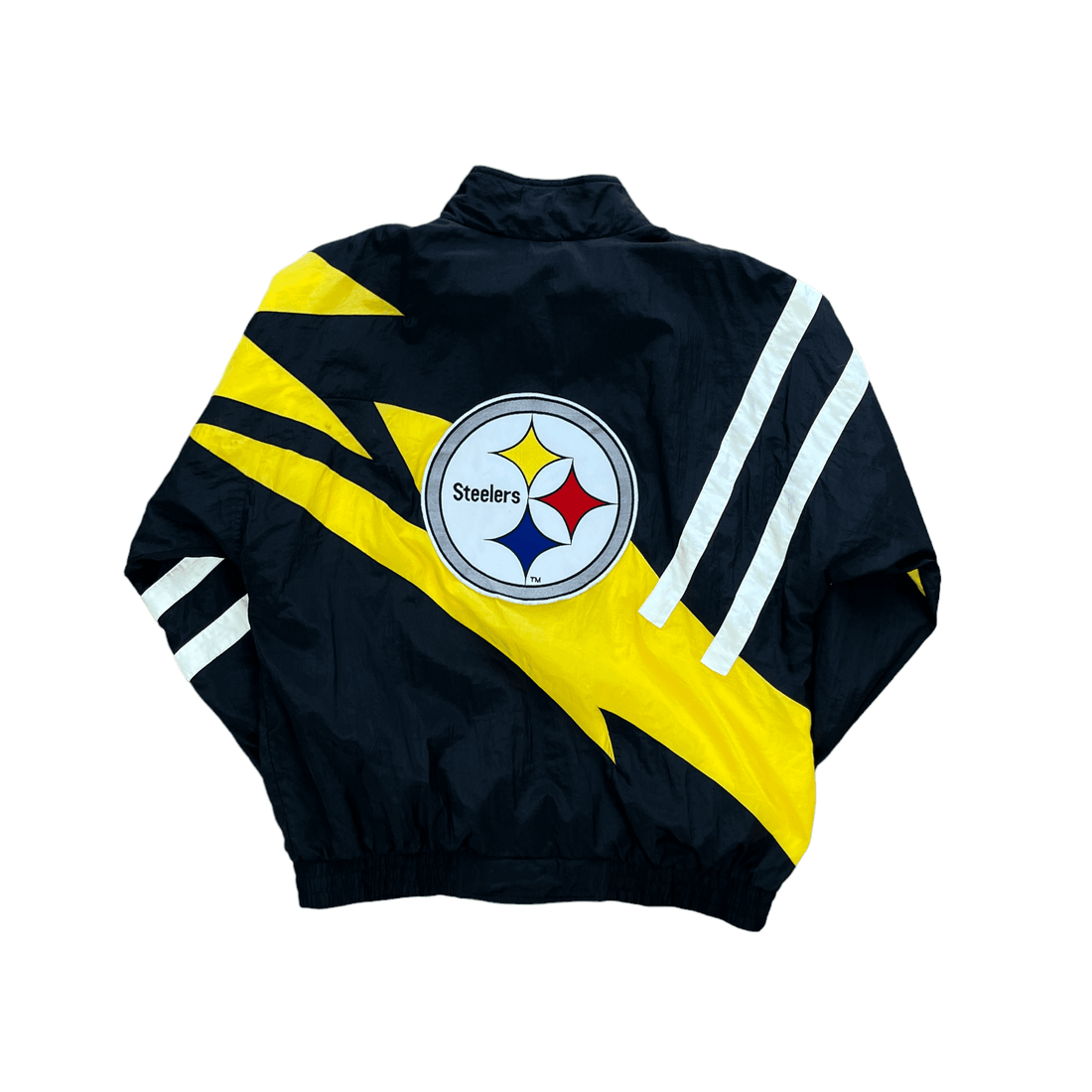 Vintage 90s Black, White + Yellow NFL Pro Steelers Jacket - Large - The Streetwear Studio