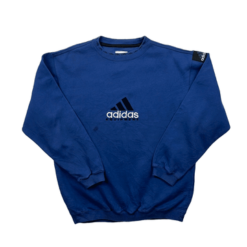 Vintage 90s Blue Adidas Equipment Spell-Out Sweatshirt - Medium - The Streetwear Studio