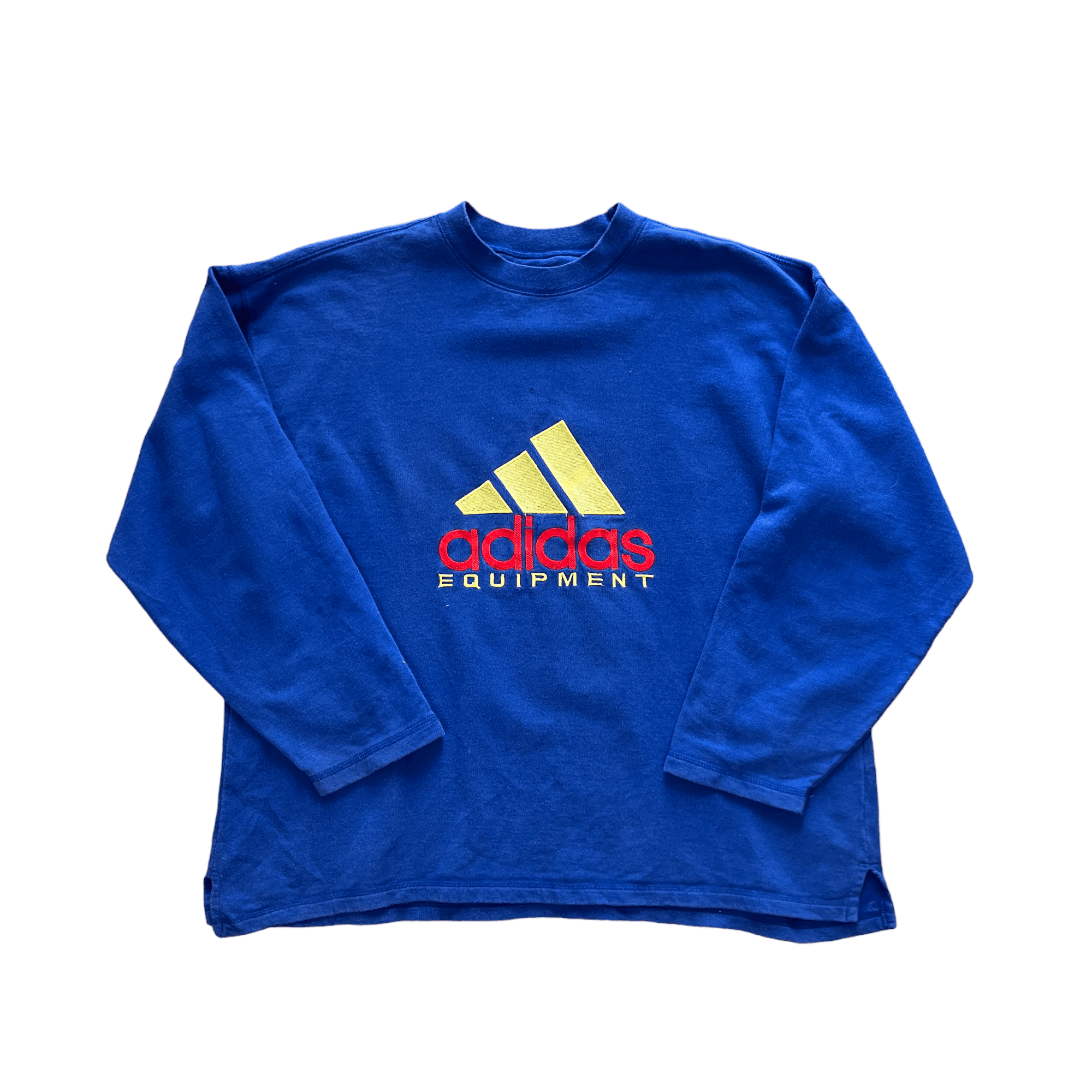 Vintage 90s Blue Adidas Equipment Sweatshirt - Extra Large - The Streetwear Studio