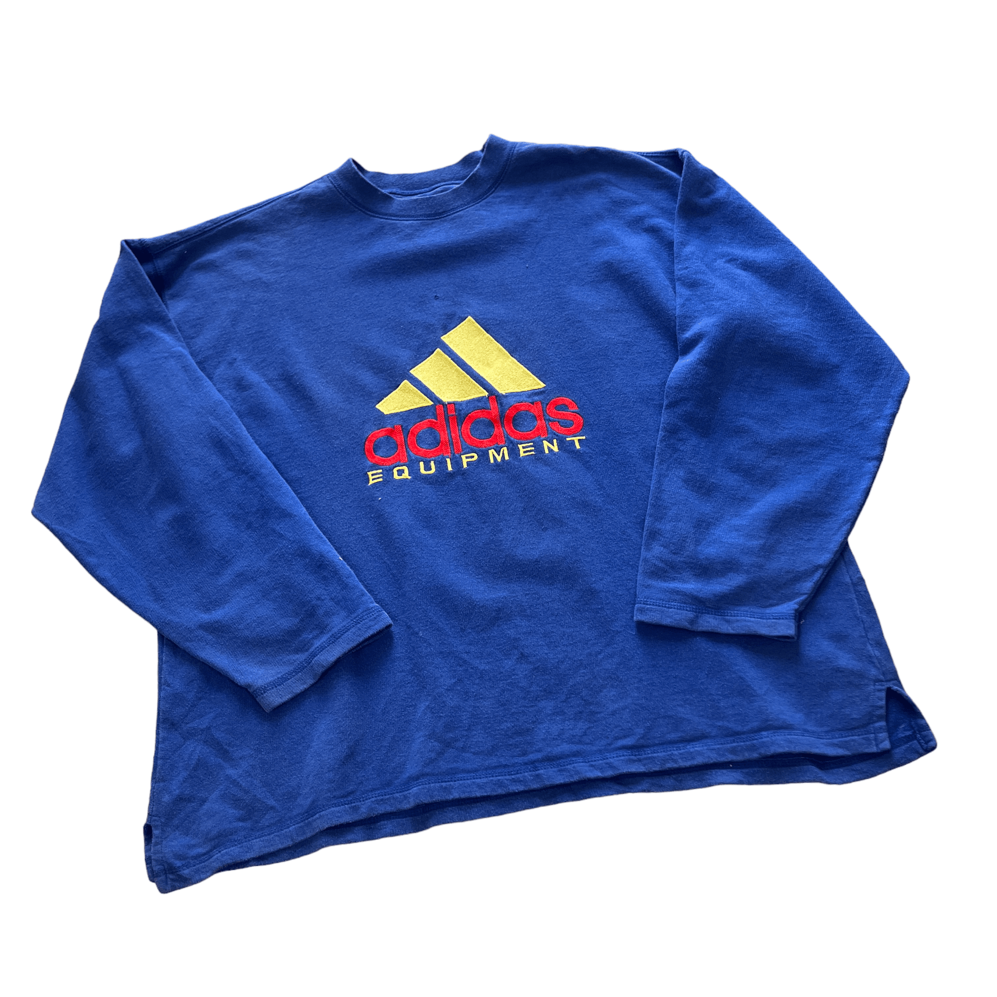 Vintage 90s Blue Adidas Equipment Sweatshirt - Extra Large - The Streetwear Studio