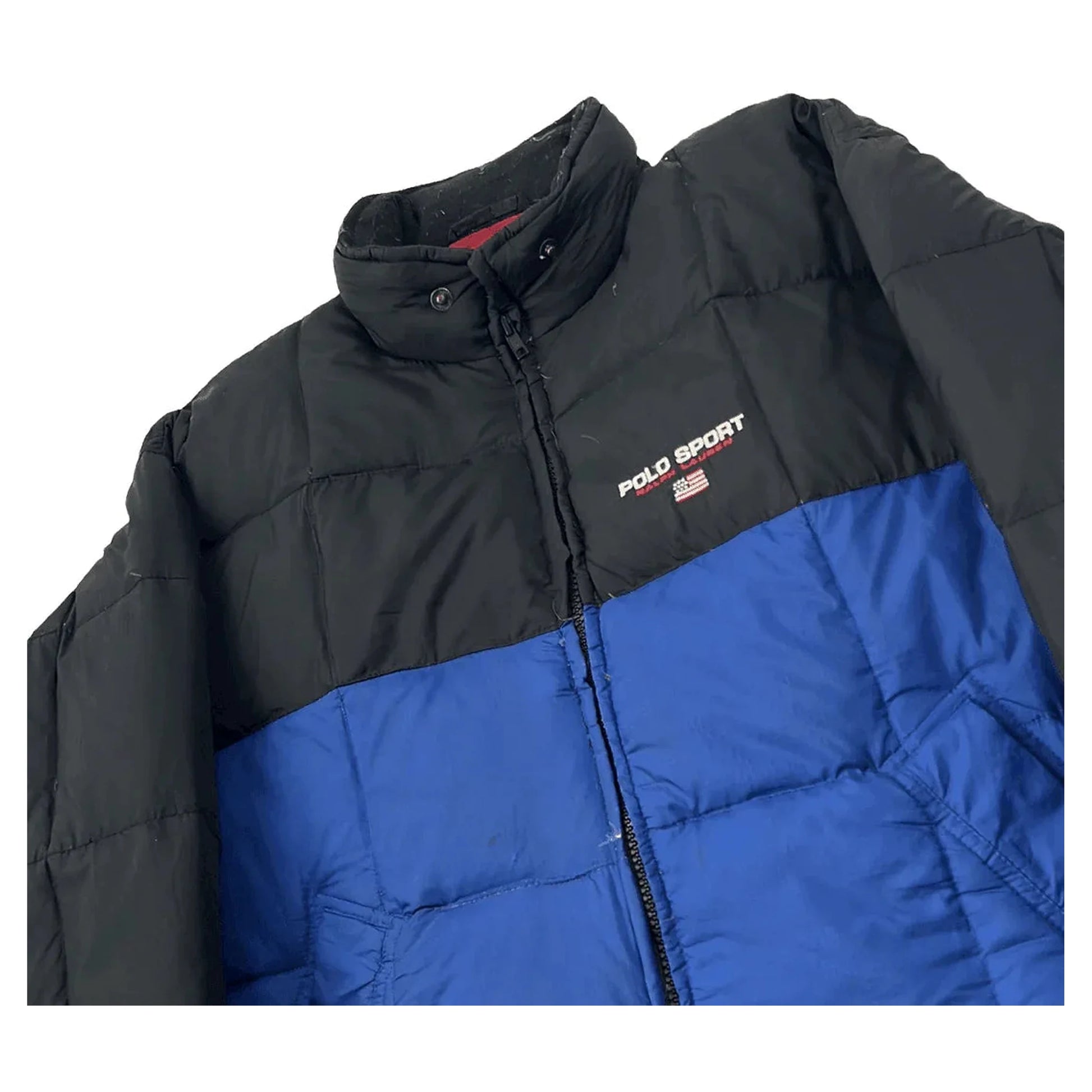 Vintage 90s Blue + Black Ralph Lauren Polo Sport Puffer Coat/ Jacket - S | The Streetwear Studio