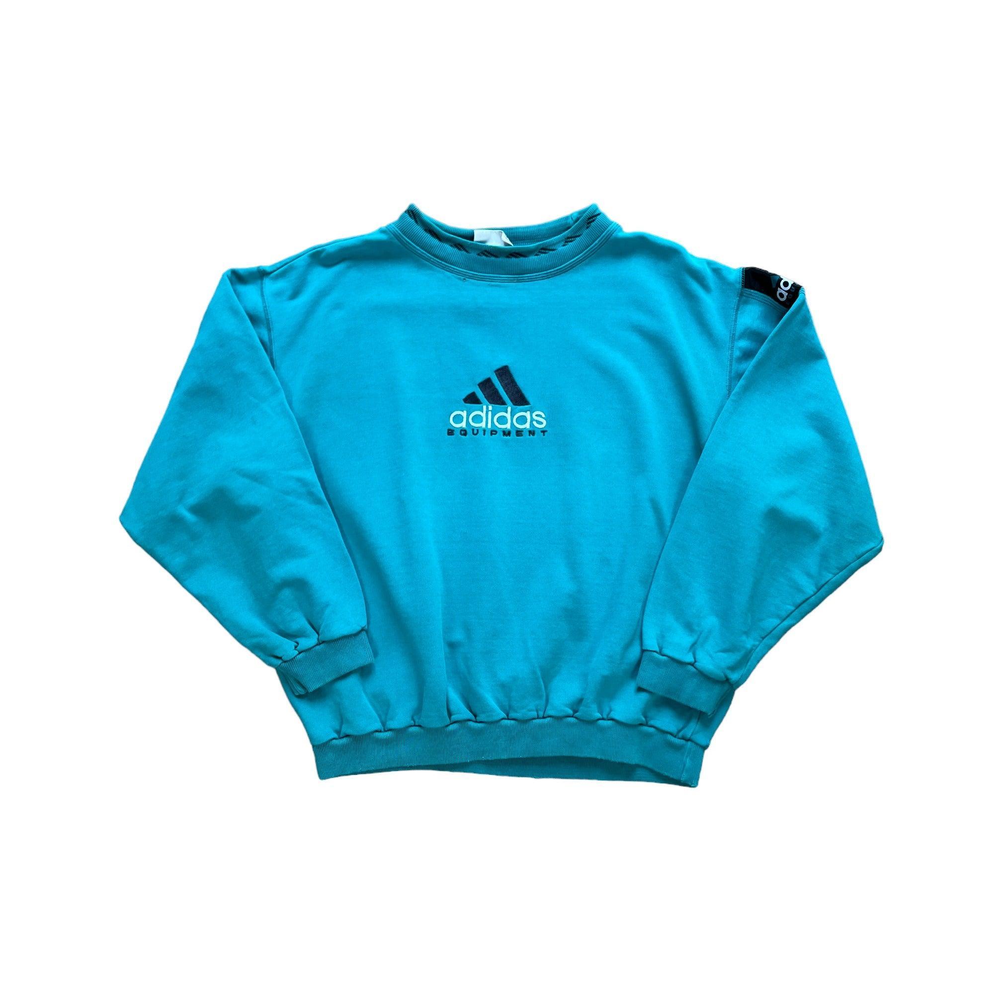 Vintage 90s Blue/ Green Adidas Equipment Sweatshirt - Large - The Streetwear Studio