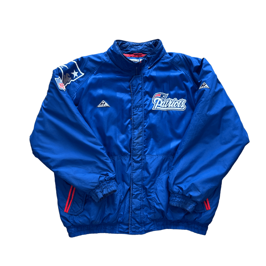 Vintage 90s Blue NFL Pro Patriots Puffer Coat - Extra Large - The Streetwear Studio