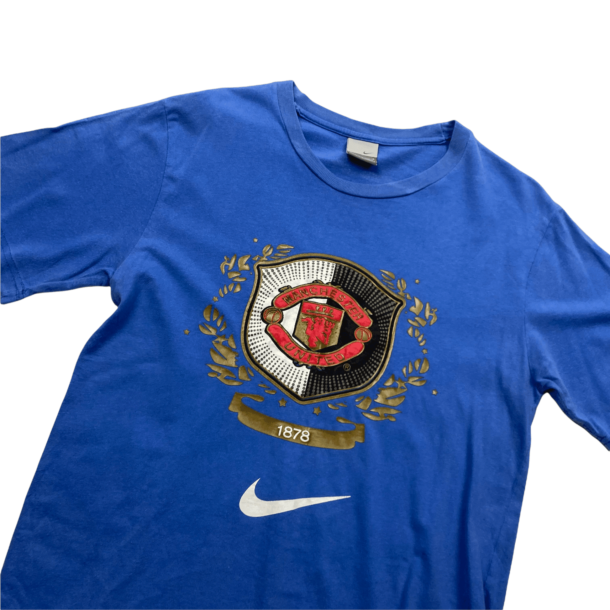 Vintage 90s Blue Nike Manchester United Football Tee - Medium - The Streetwear Studio
