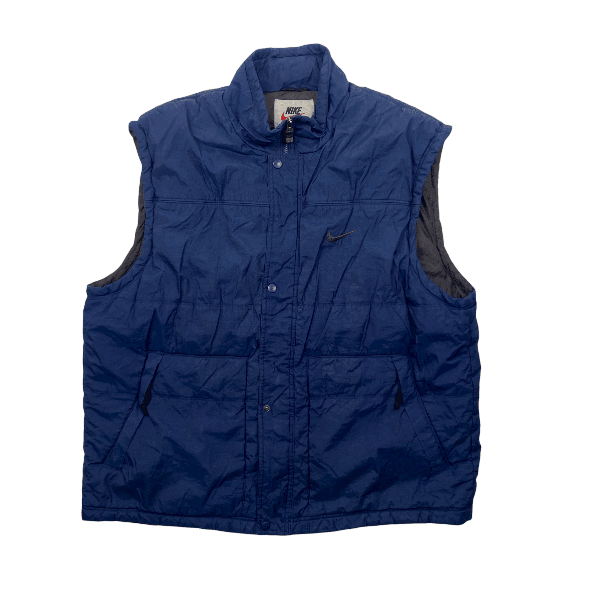 Vintage 90s Blue Nike Puffer Gilet - Extra Large - The Streetwear Studio