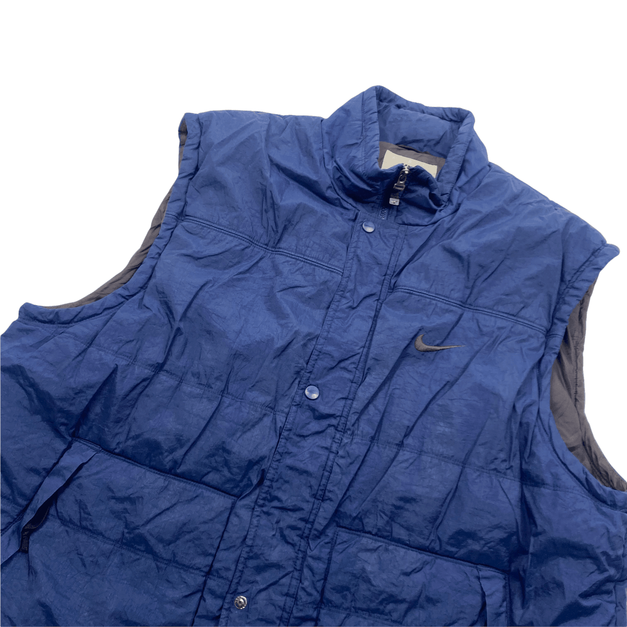Vintage 90s Blue Nike Puffer Gilet - Extra Large - The Streetwear Studio