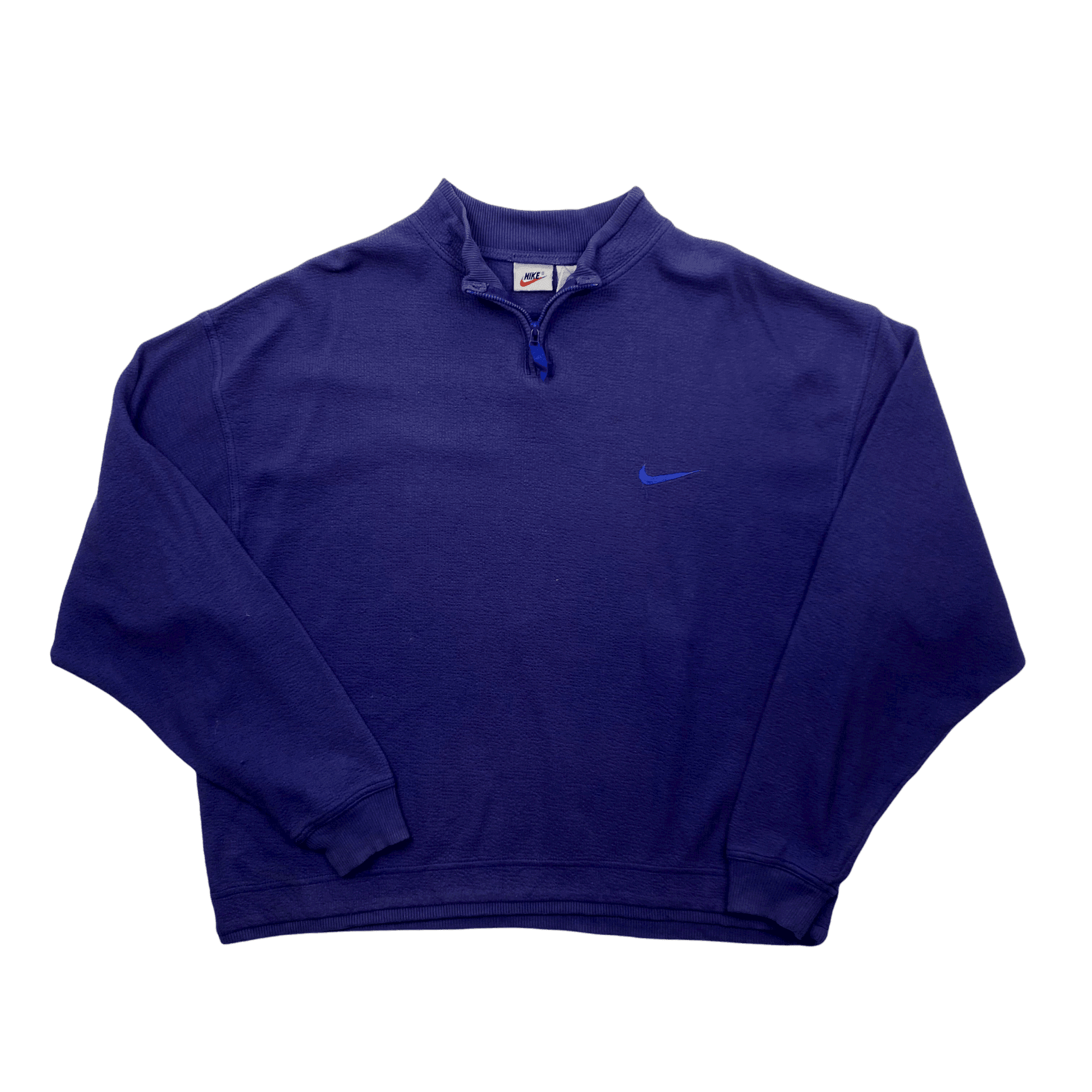 Vintage 90s Blue Nike Quarter Zip Sweatshirt - Large (Recommended Size - Medium) - The Streetwear Studio