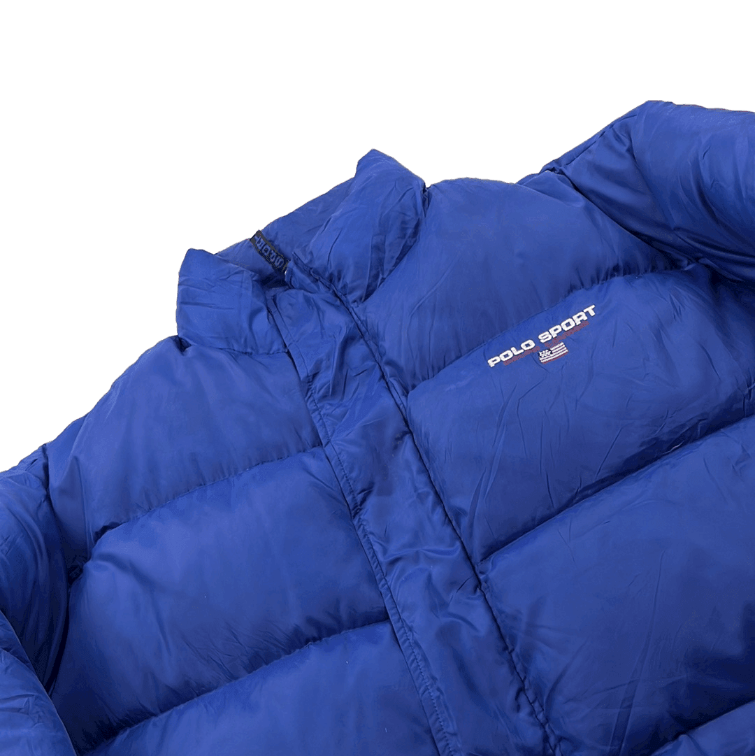 Vintage 90s Blue Ralph Lauren Polo Sport Puffer Coat/ Jacket - Extra Large - The Streetwear Studio