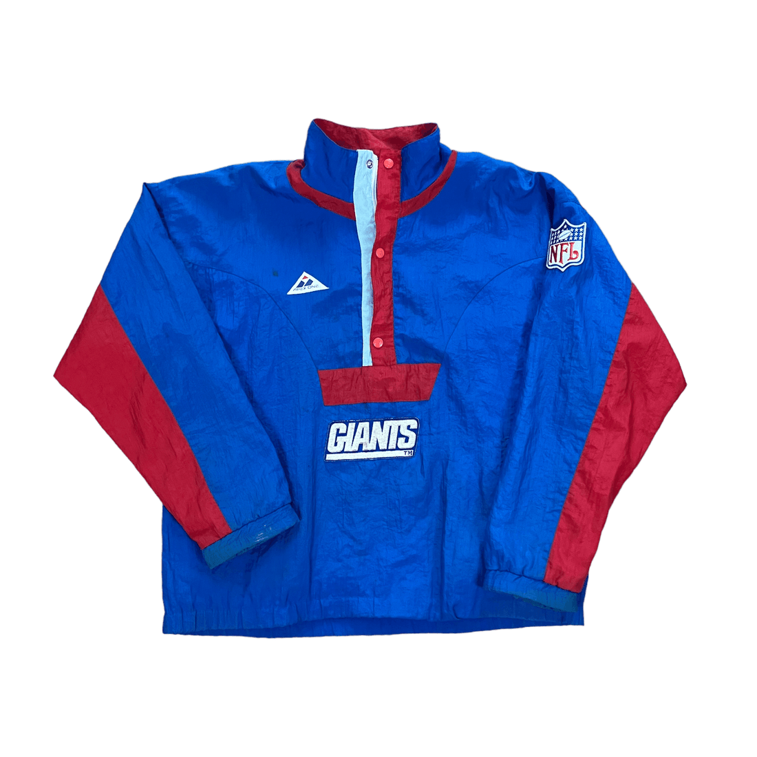 Vintage 90s Blue + Red NFL Giants Quarter Zip Jacket - Extra Large - The Streetwear Studio