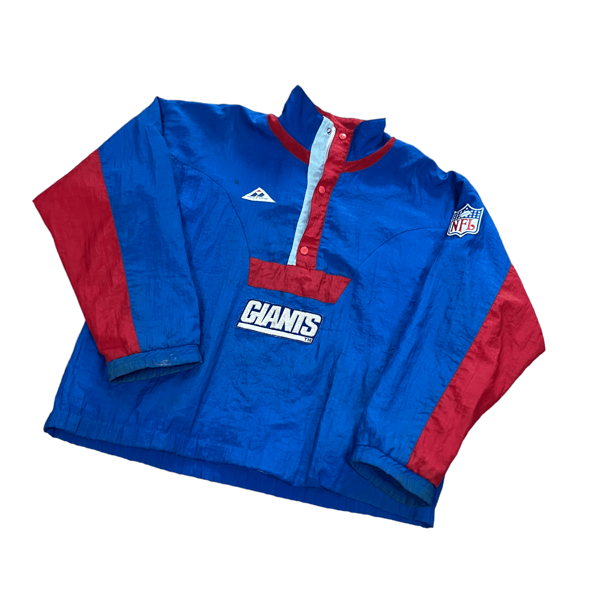 Vintage 90s Blue + Red NFL Giants Quarter Zip Jacket - Extra Large - The Streetwear Studio