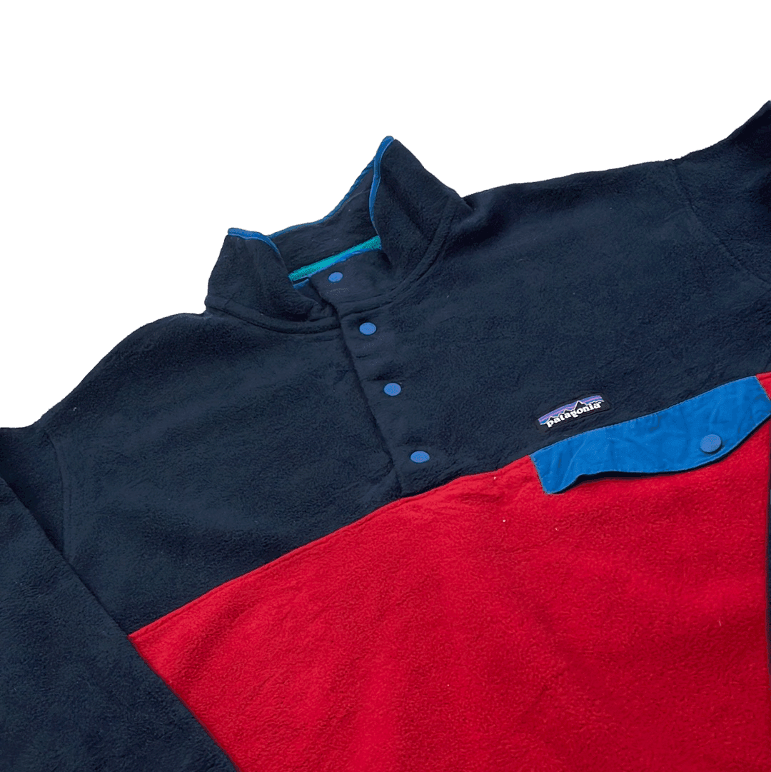 Vintage 90s Blue + Red Patagonia Synchilla Fleece - Large - The Streetwear Studio