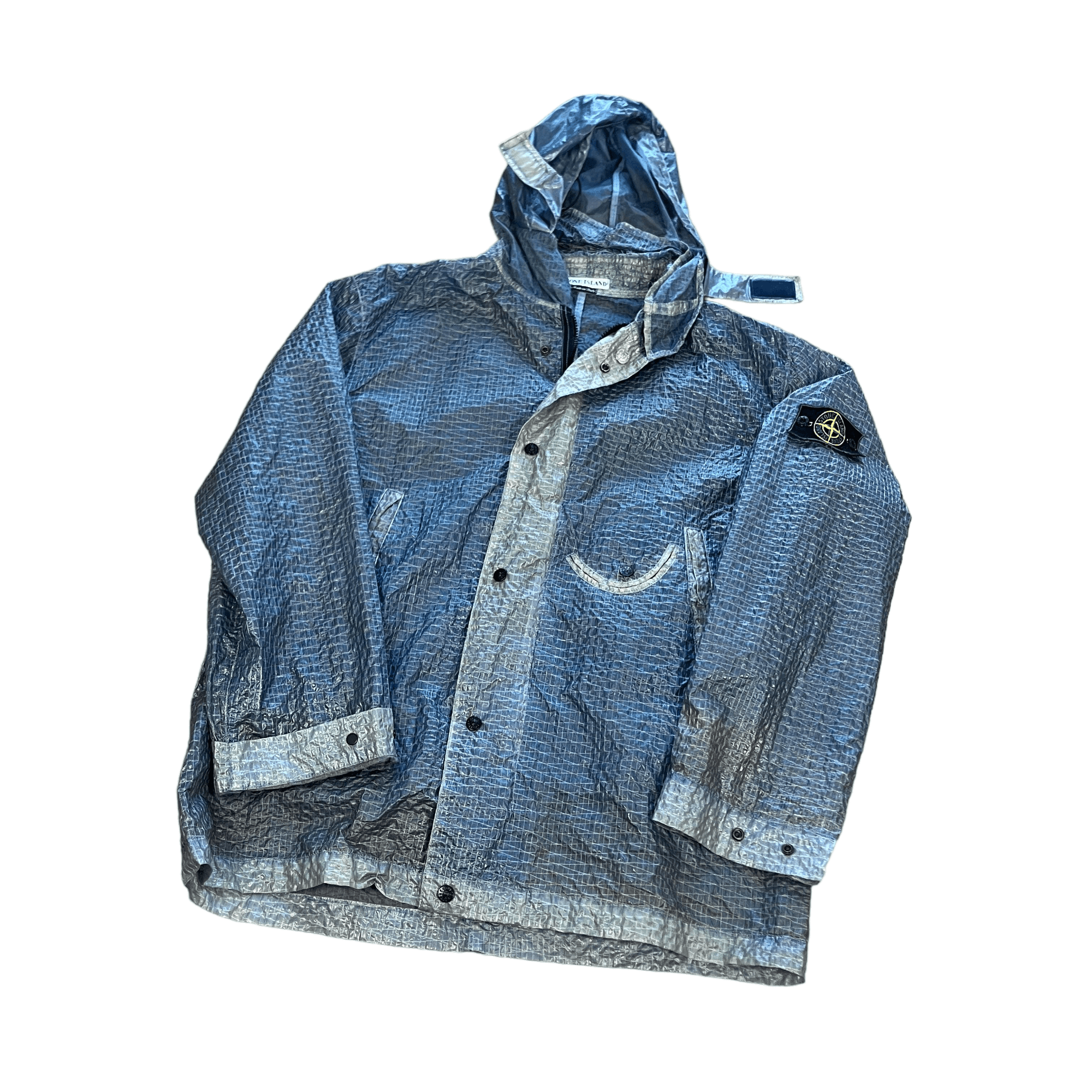 Vintage 90s Blue Stone Island Paper Jacket - Extra Large - The Streetwear Studio