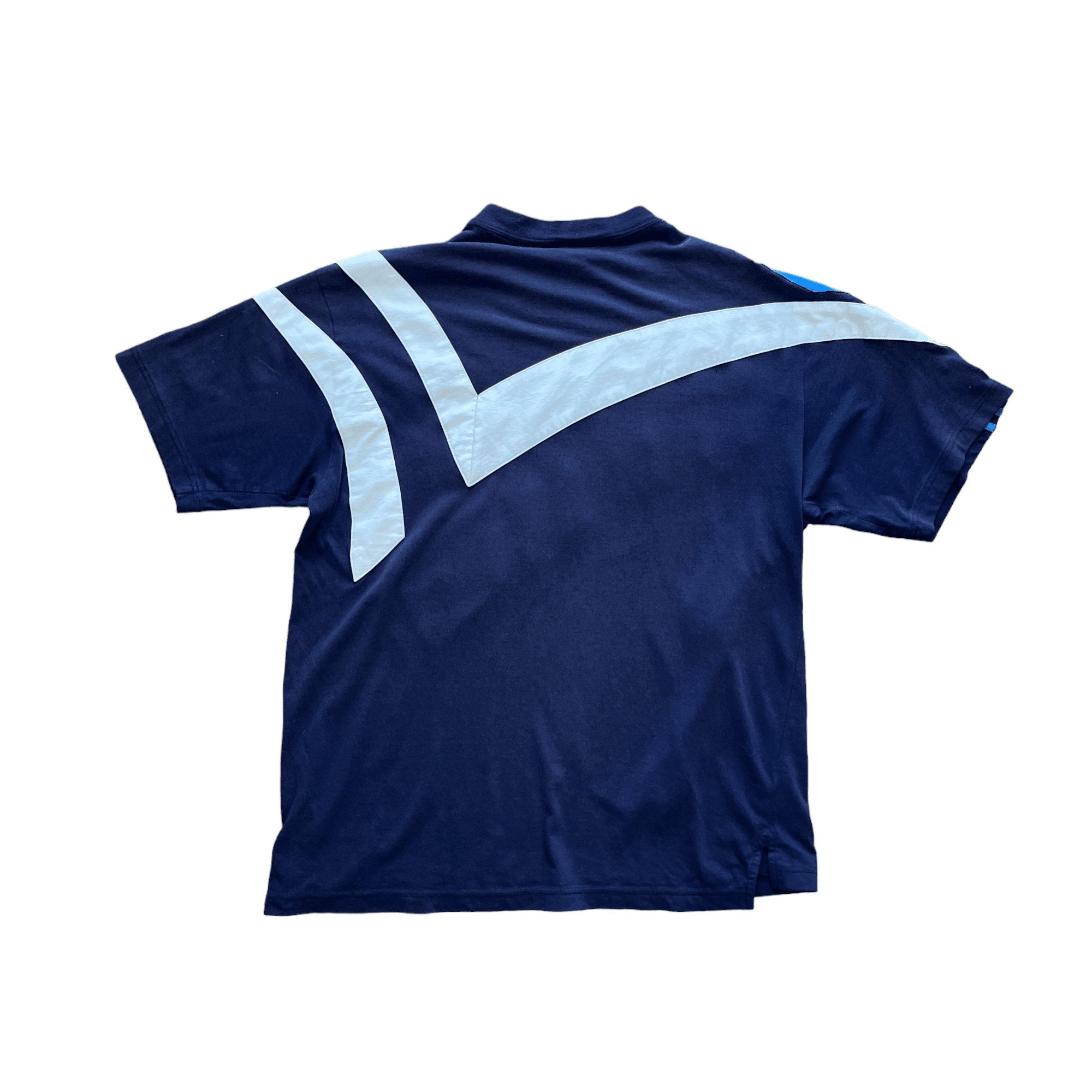 Vintage 90s Blue + White Adidas Tee - Large - The Streetwear Studio