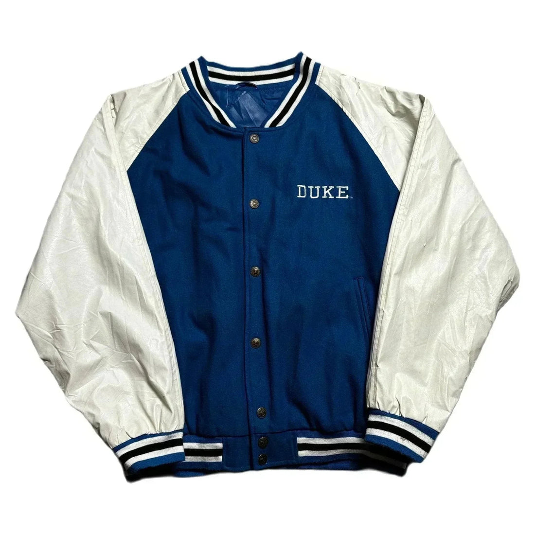Vintage 90s Blue + White Duke Varsity Jacket - L | The Streetwear Studio