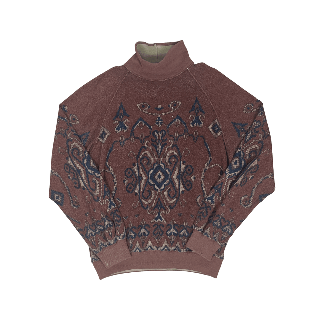 Vintage 90s Brown CP Company Paisley Mock Neck Sweatshirt - Large - The Streetwear Studio