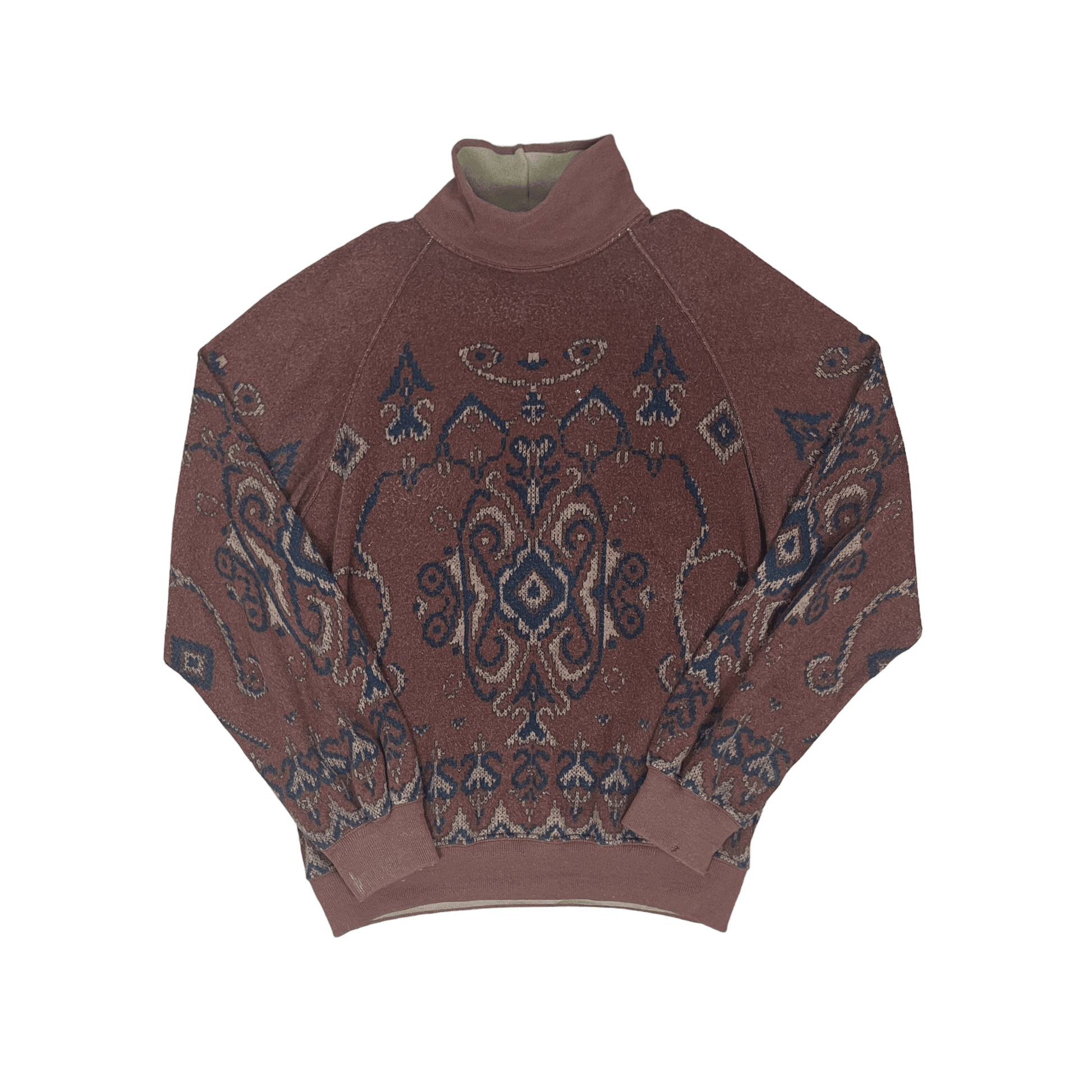 Vintage 90s Brown CP Company Paisley Mock Neck Sweatshirt - Large - The Streetwear Studio