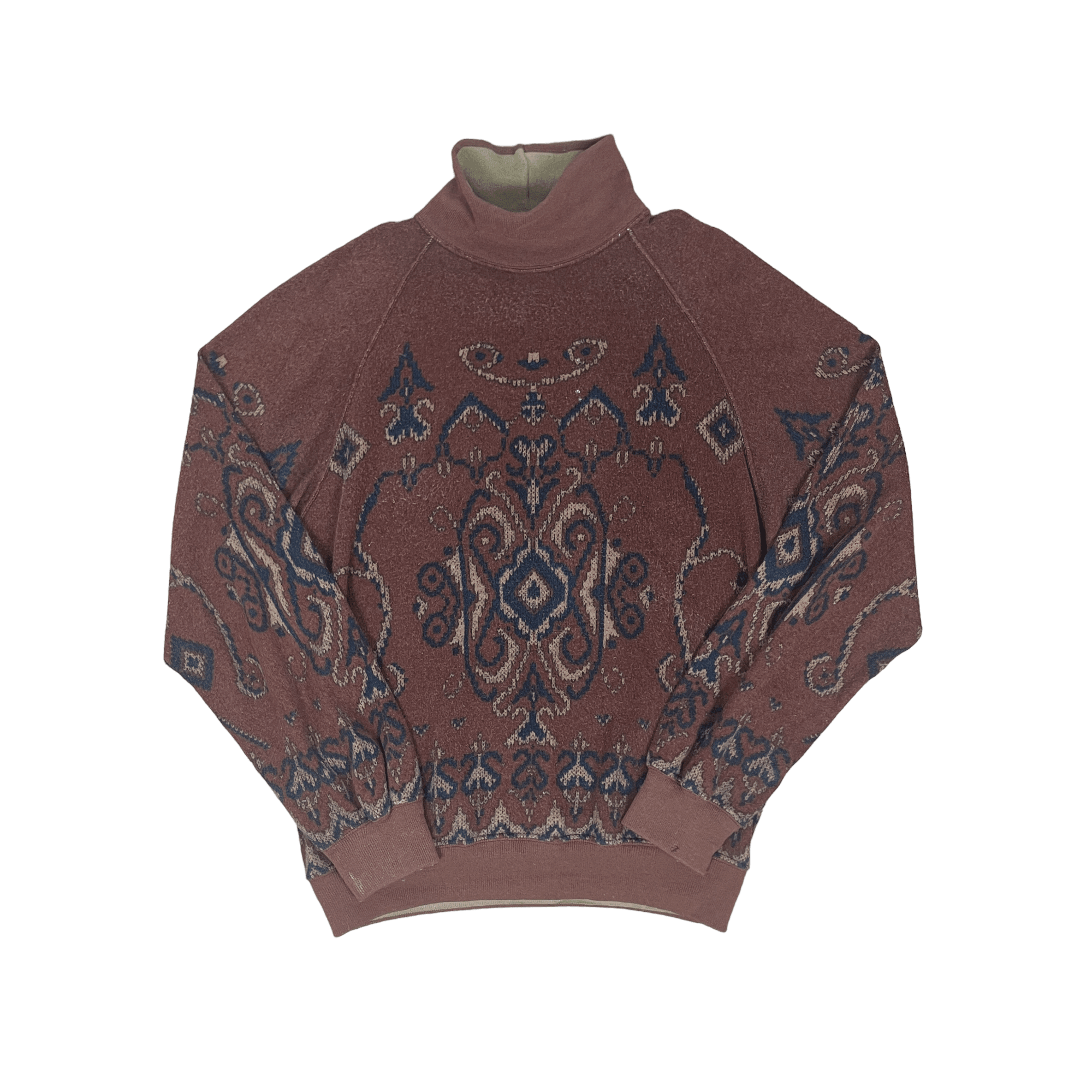 Vintage 90s Brown CP Company Paisley Mock Neck Sweatshirt - Large - The Streetwear Studio