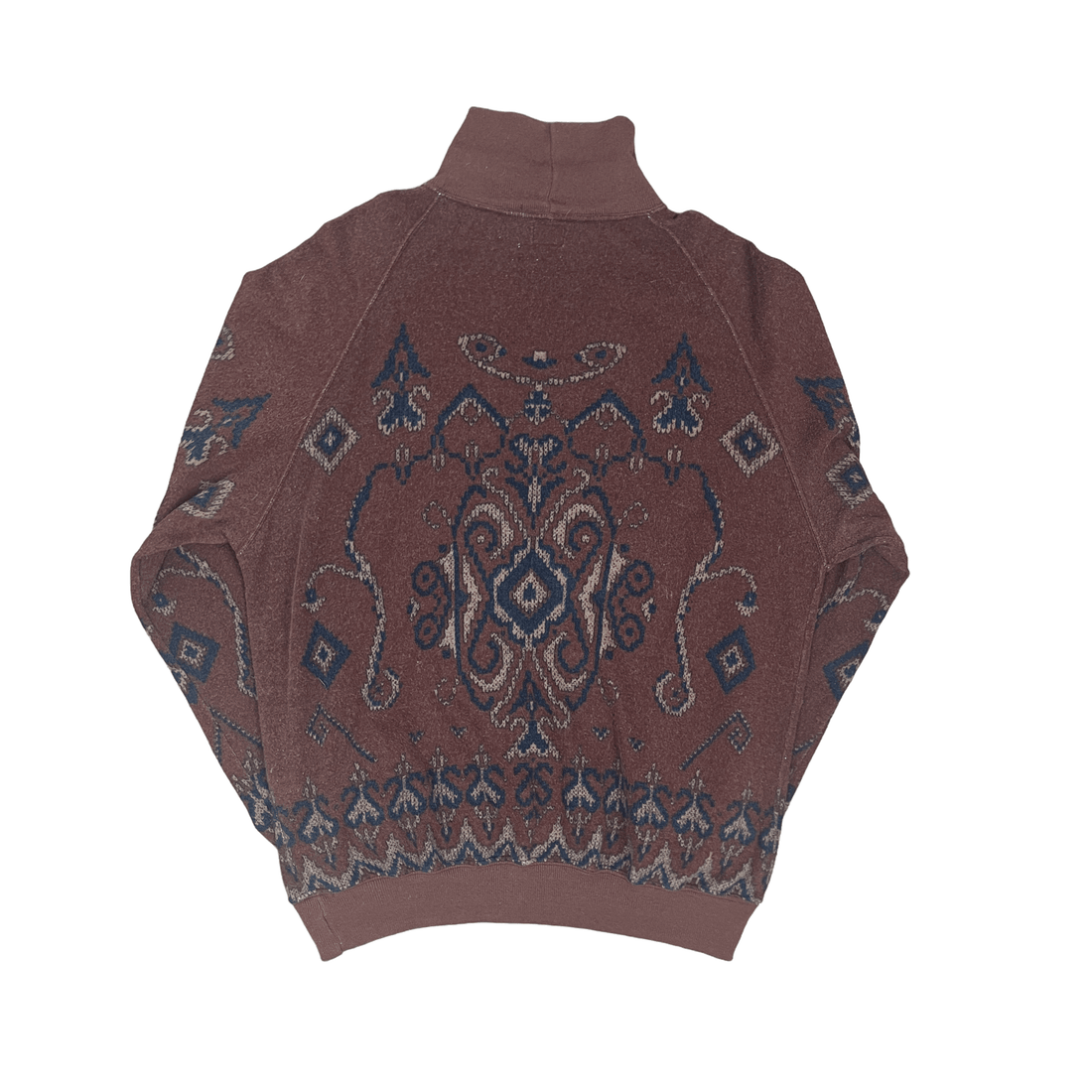 Vintage 90s Brown CP Company Paisley Mock Neck Sweatshirt - Large - The Streetwear Studio