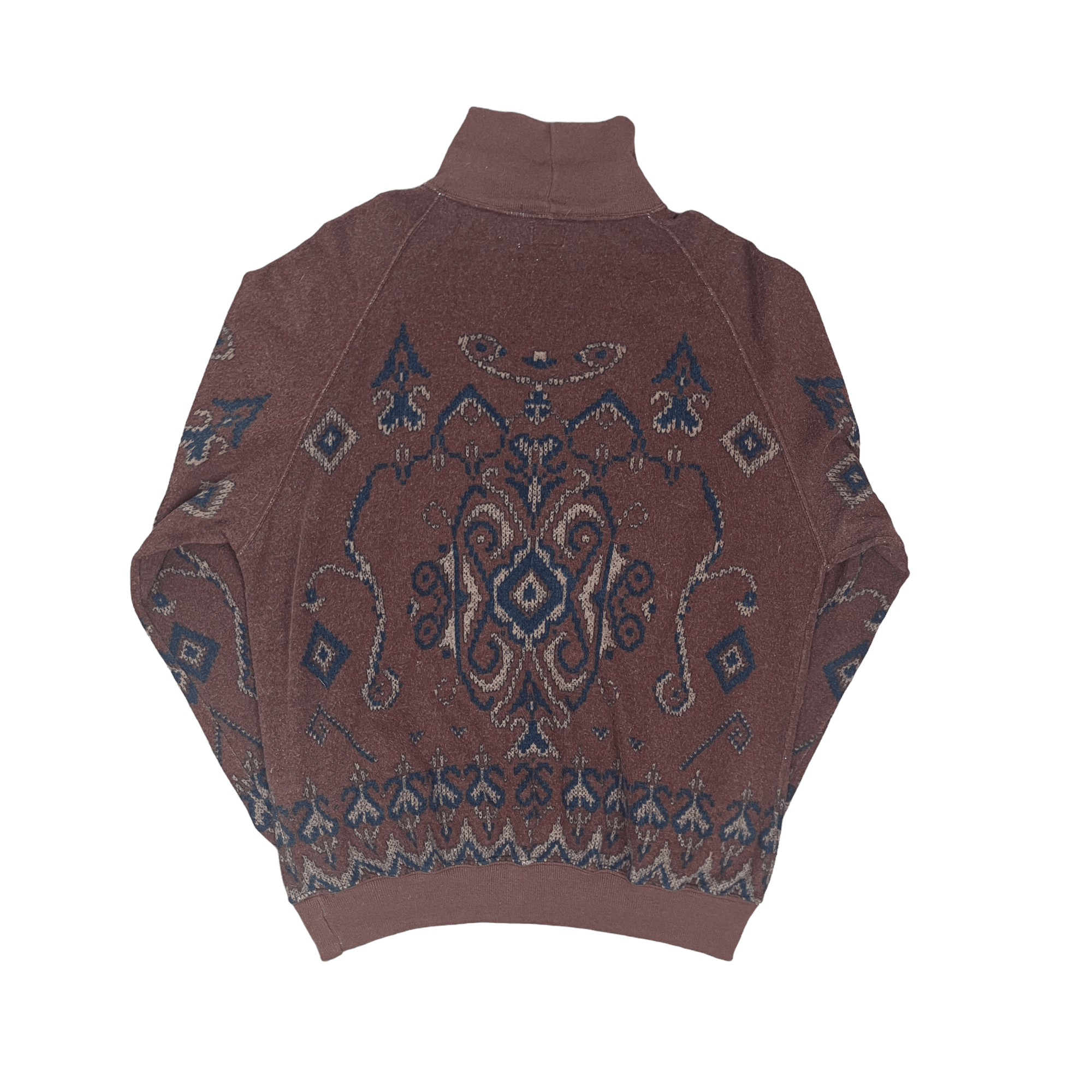 Vintage 90s Brown CP Company Paisley Mock Neck Sweatshirt - Large - The Streetwear Studio