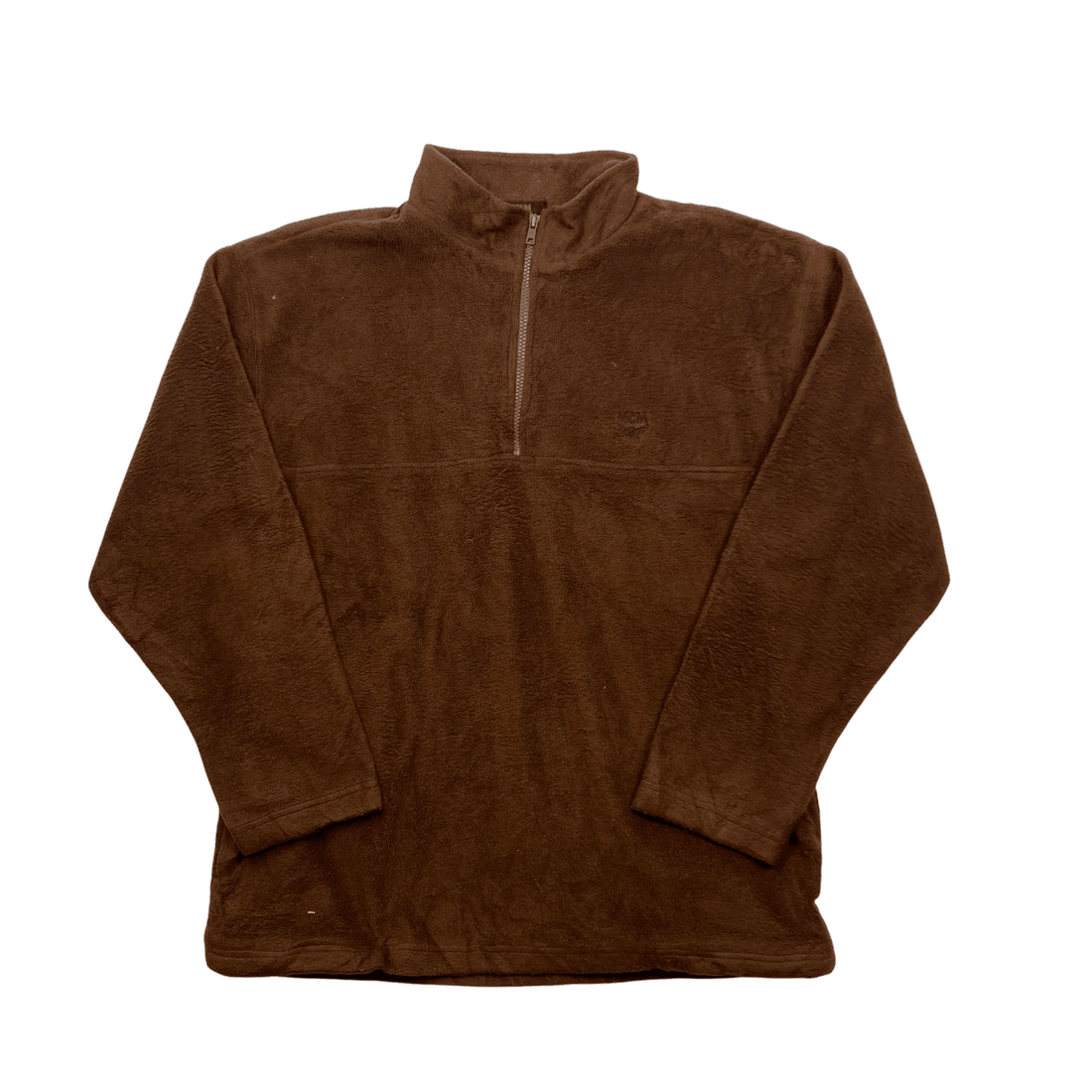 Vintage 90s Brown MCM Spell-Out Quarter Zip Fleece - Large - The Streetwear Studio