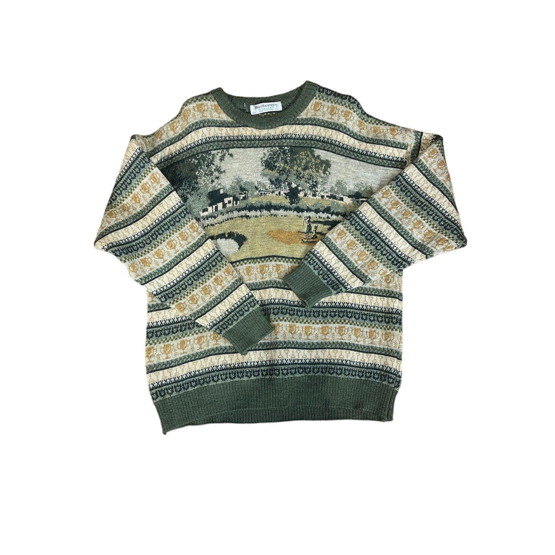 Vintage 90s Burberry Knitted Sweatshirt - Large - The Streetwear Studio