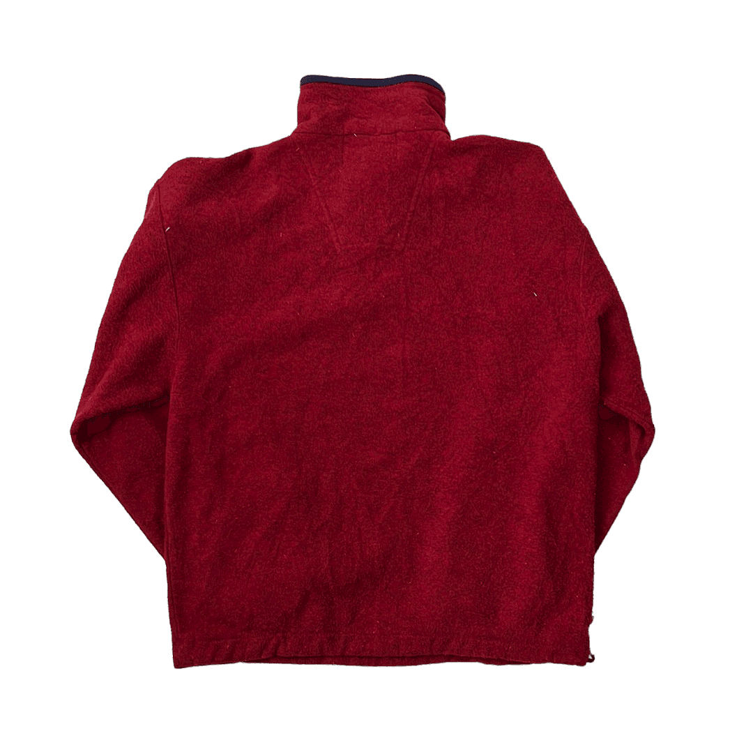 Vintage 90s Burgundy Adidas Quarter Zip Sweatshirt - Small - The Streetwear Studio