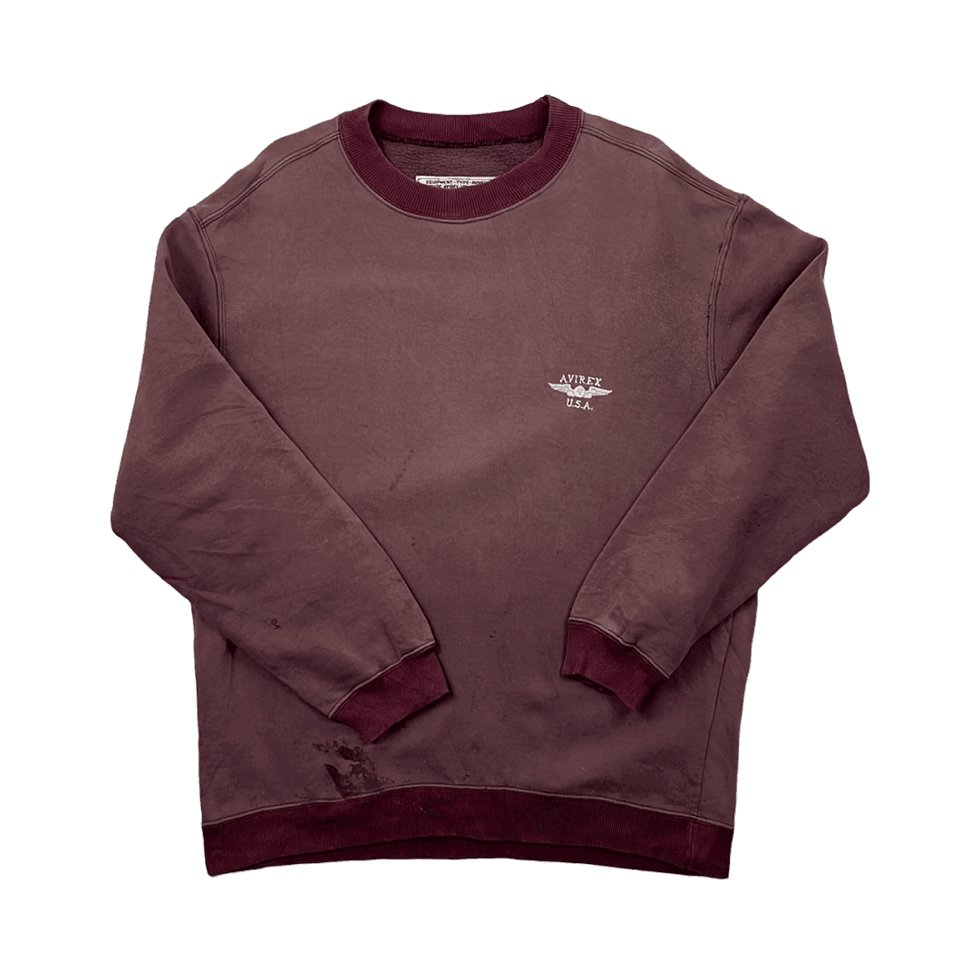 Vintage 90s Burgundy Avirex Sweatshirt - Medium - The Streetwear Studio