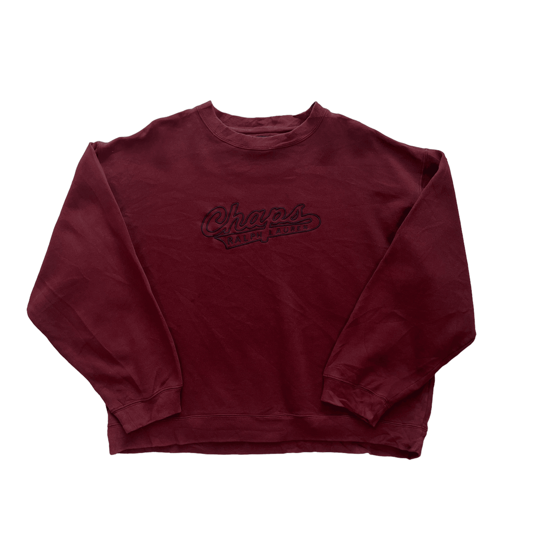 Vintage 90s Burgundy Chaps Ralph Lauren Sweatshirt - Large - The Streetwear Studio