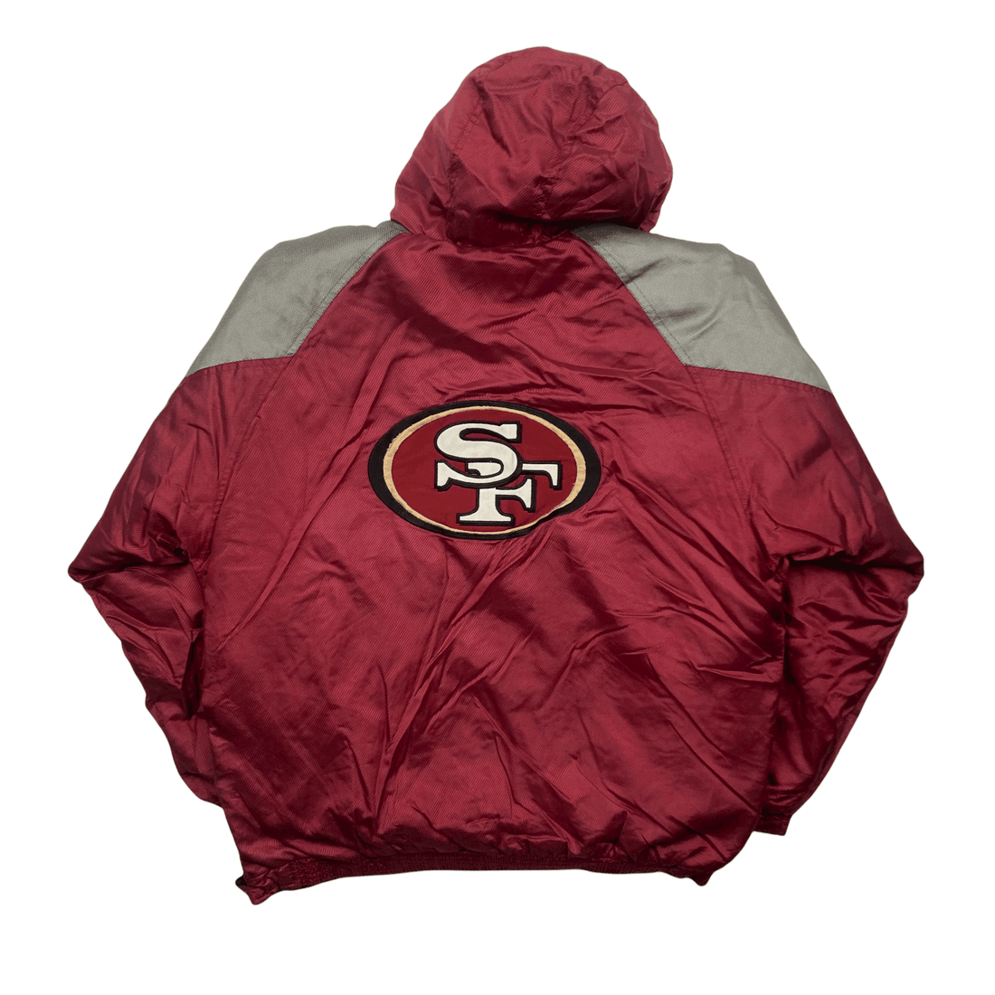 Vintage 90s Burgundy + Grey San Francisco 49ers Quarter Zip Pullover Coat/ Jacket - Extra Large - The Streetwear Studio