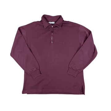 Vintage 90s Burgundy Stone Island Quarter Zip Sweatshirt - Medium - The Streetwear Studio