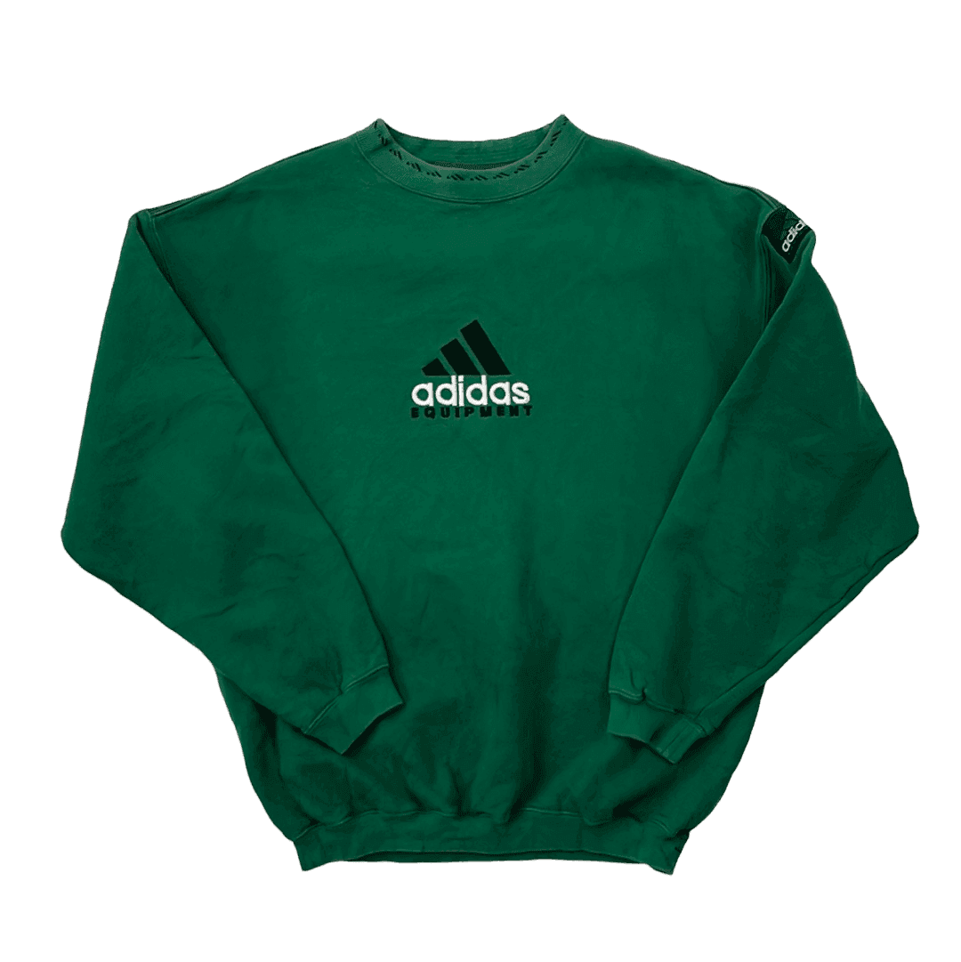 Vintage 90s Green Adidas Equipment Spell-Out Sweatshirt - Medium - The Streetwear Studio