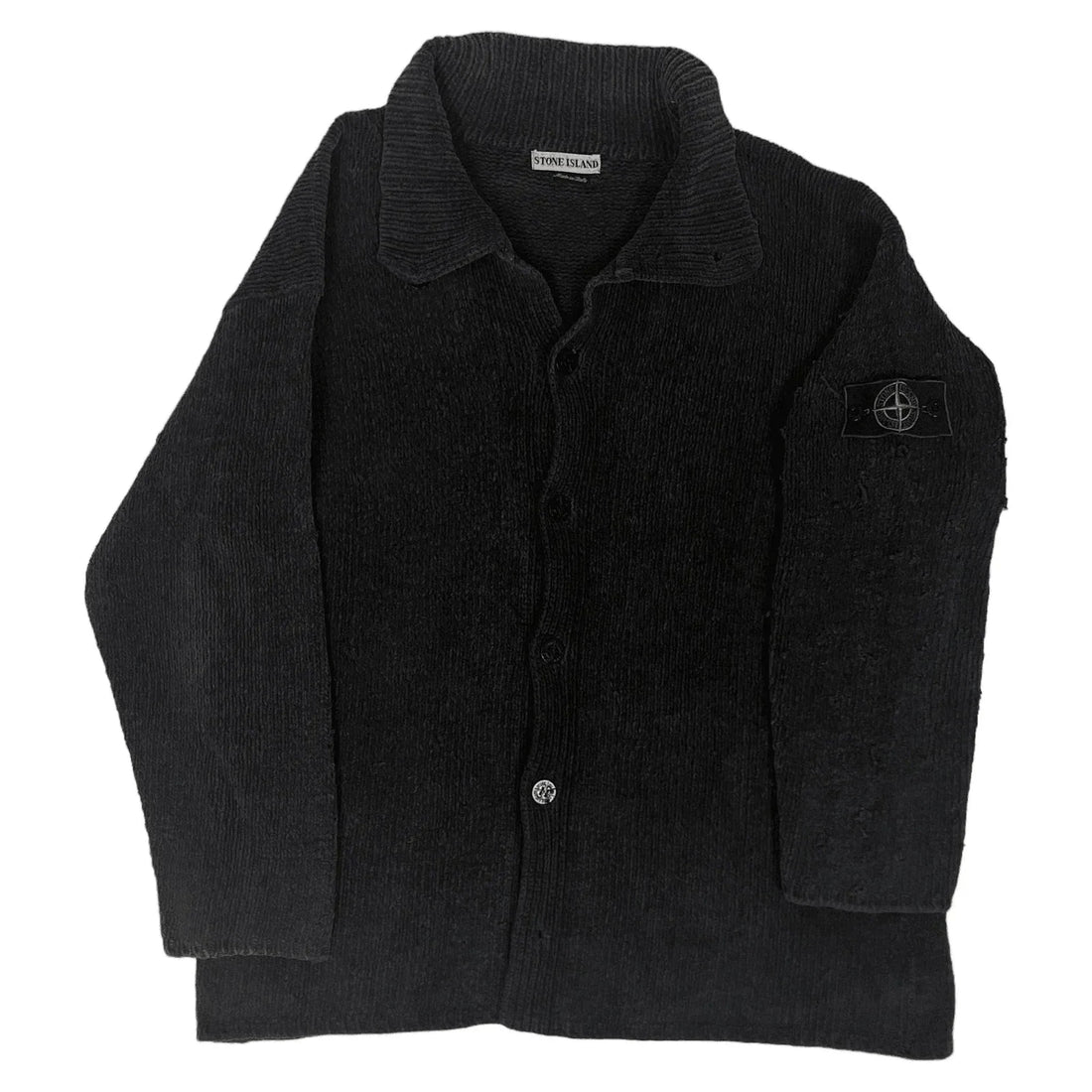 Vintage 90s Green Edge Stone Island Button Up Sweatshirt - XL | The Streetwear Studio